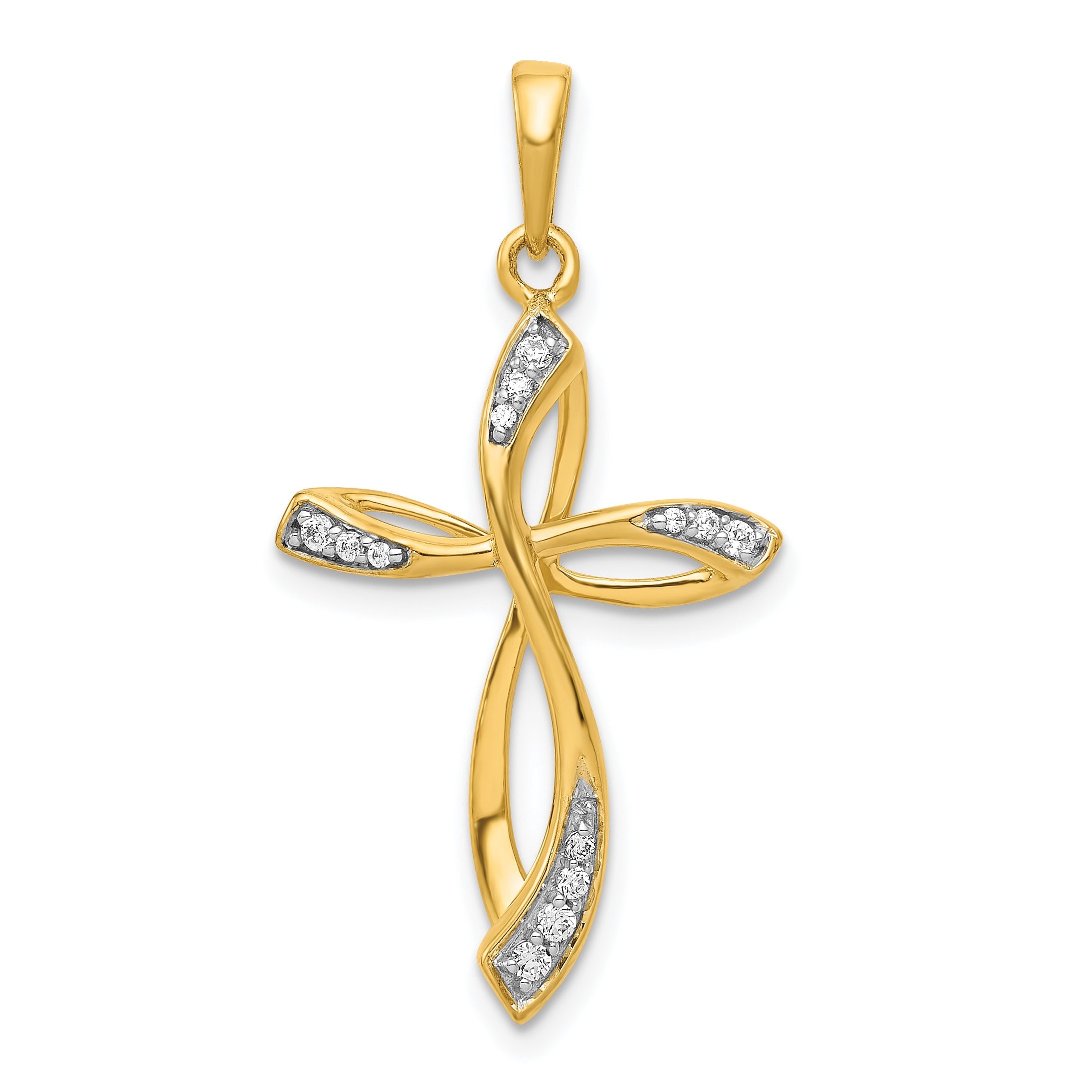 14k Gold Lab Grown Diamond Cross Pendant