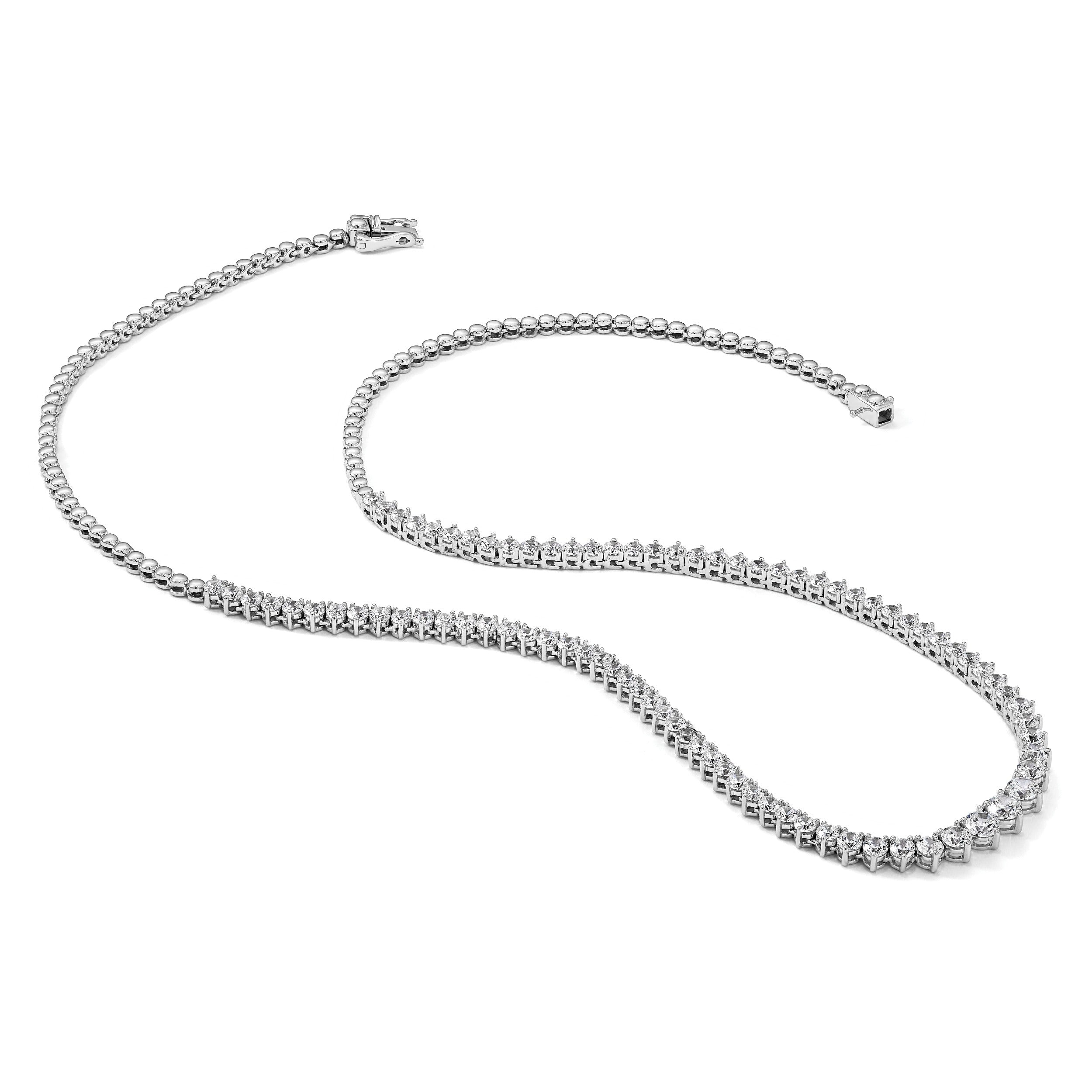 14k White Gold Lab Grown Diamond Tennis Necklace 6 1/2 ctw