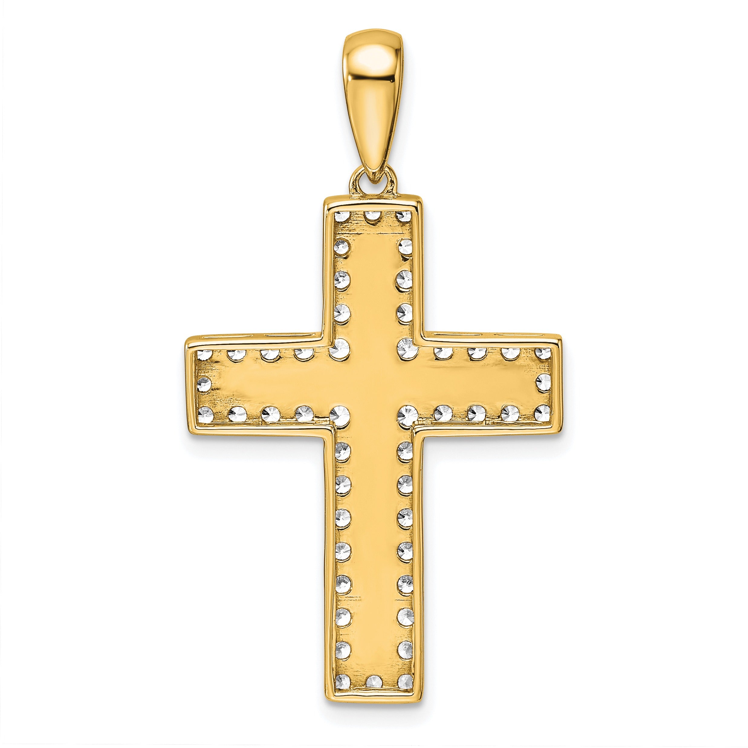 14K Gold Lab Diamond Cross Pendant