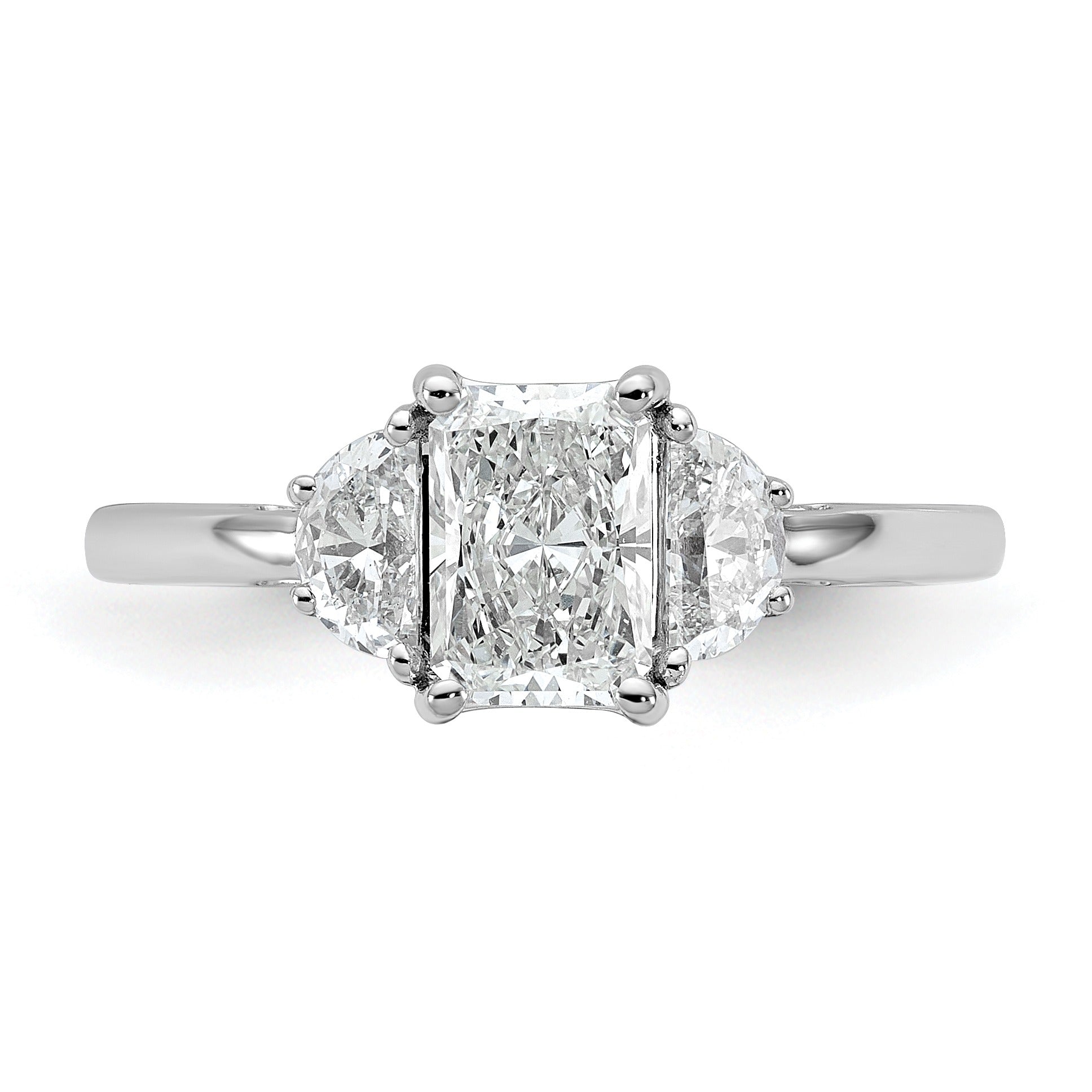 14K White Gold Lab Diamond 3 Stone Semi Mount Engagement Ring