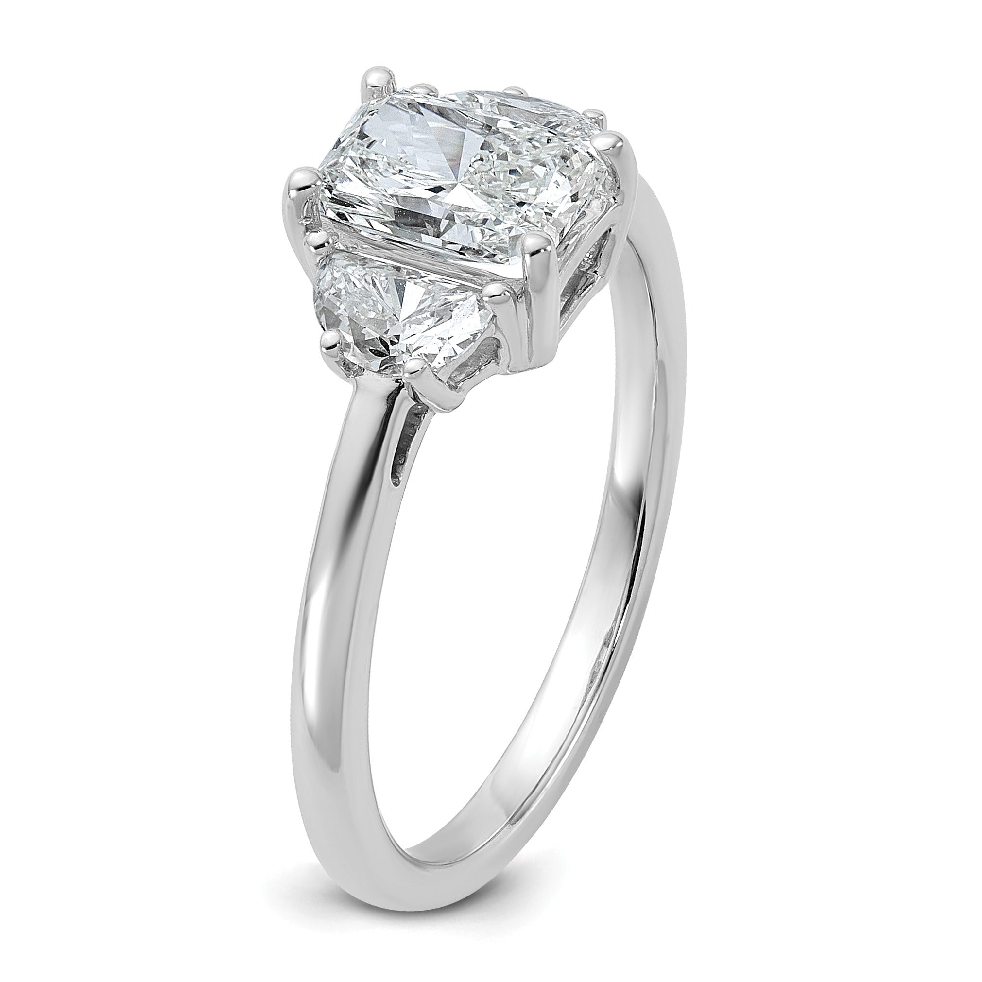 14K White Gold Lab Diamond 3 Stone Semi Mount Engagement Ring