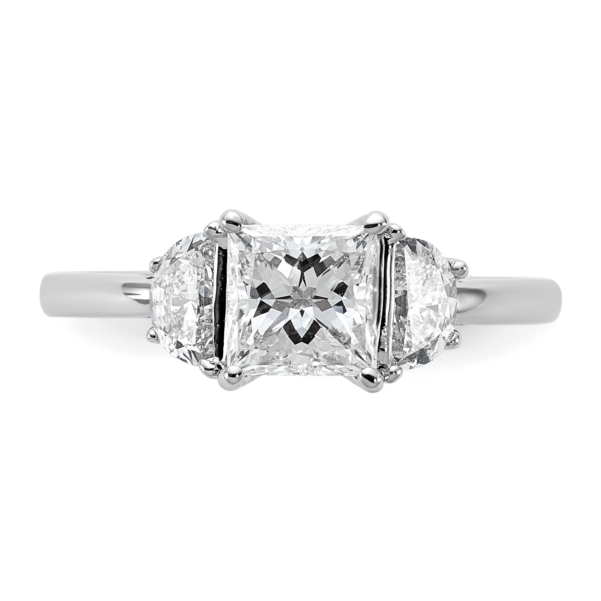 Lab Grown Diamond Princess and Half-moon 3-Stone Bridal Ring