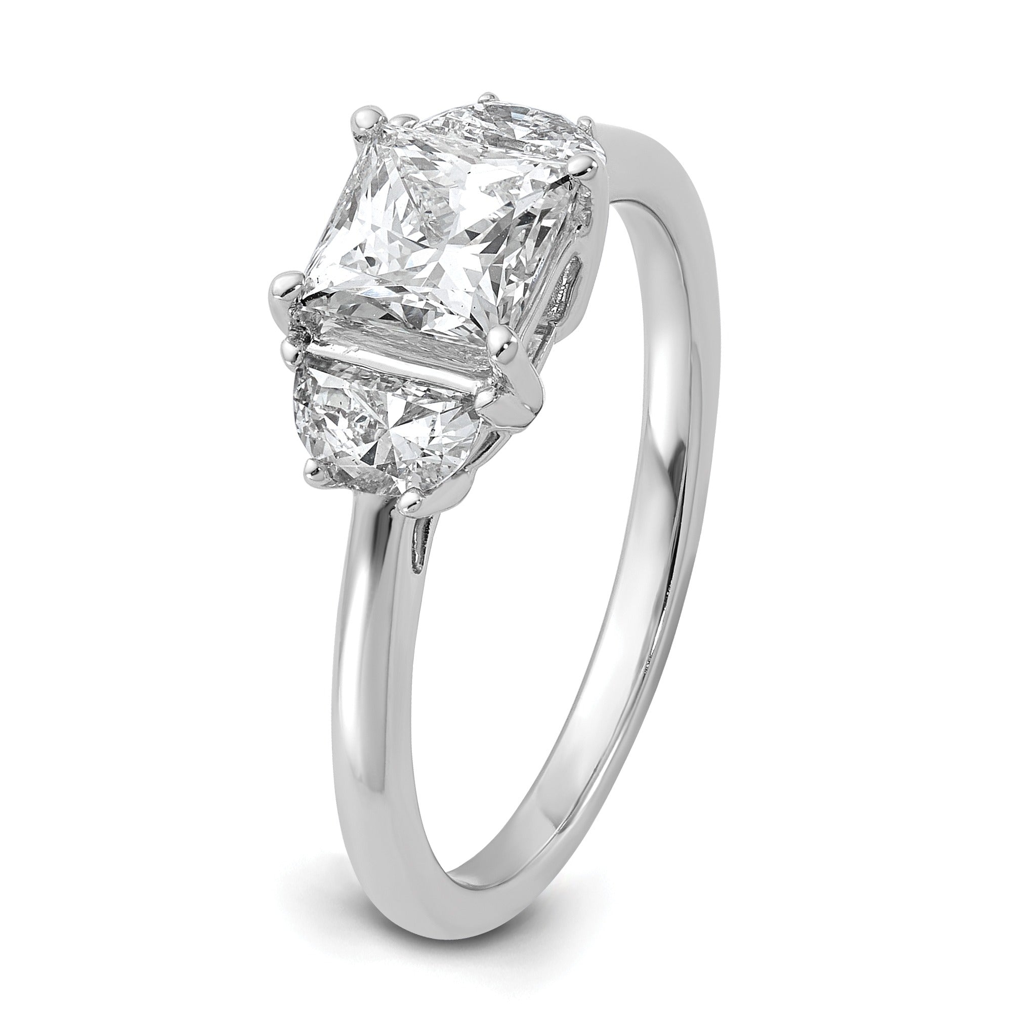Lab Grown Diamond Princess and Half-moon 3-Stone Bridal Ring