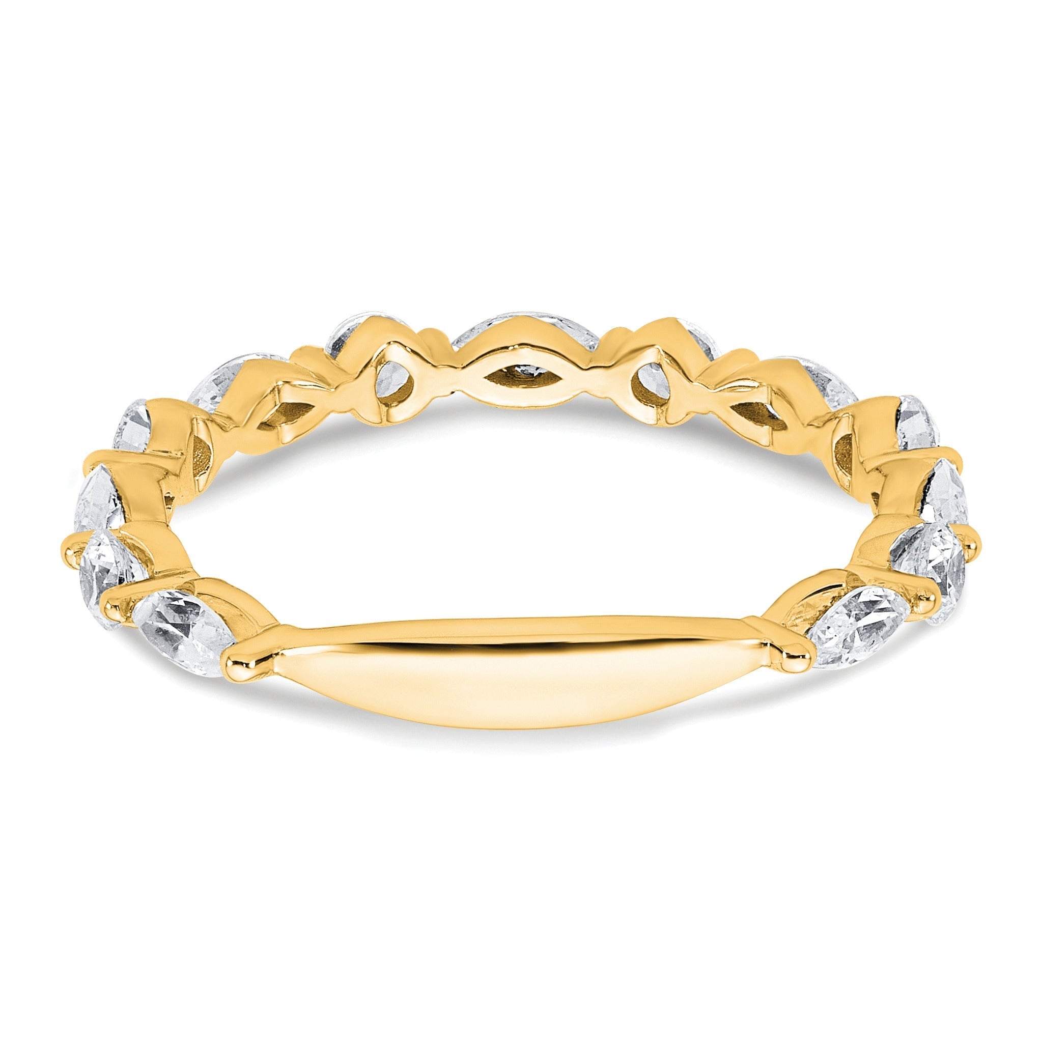 0.75 Ct Lab Grown Diamond Prong 14K Yellow Gold Alternating Wedding Enhancer Band