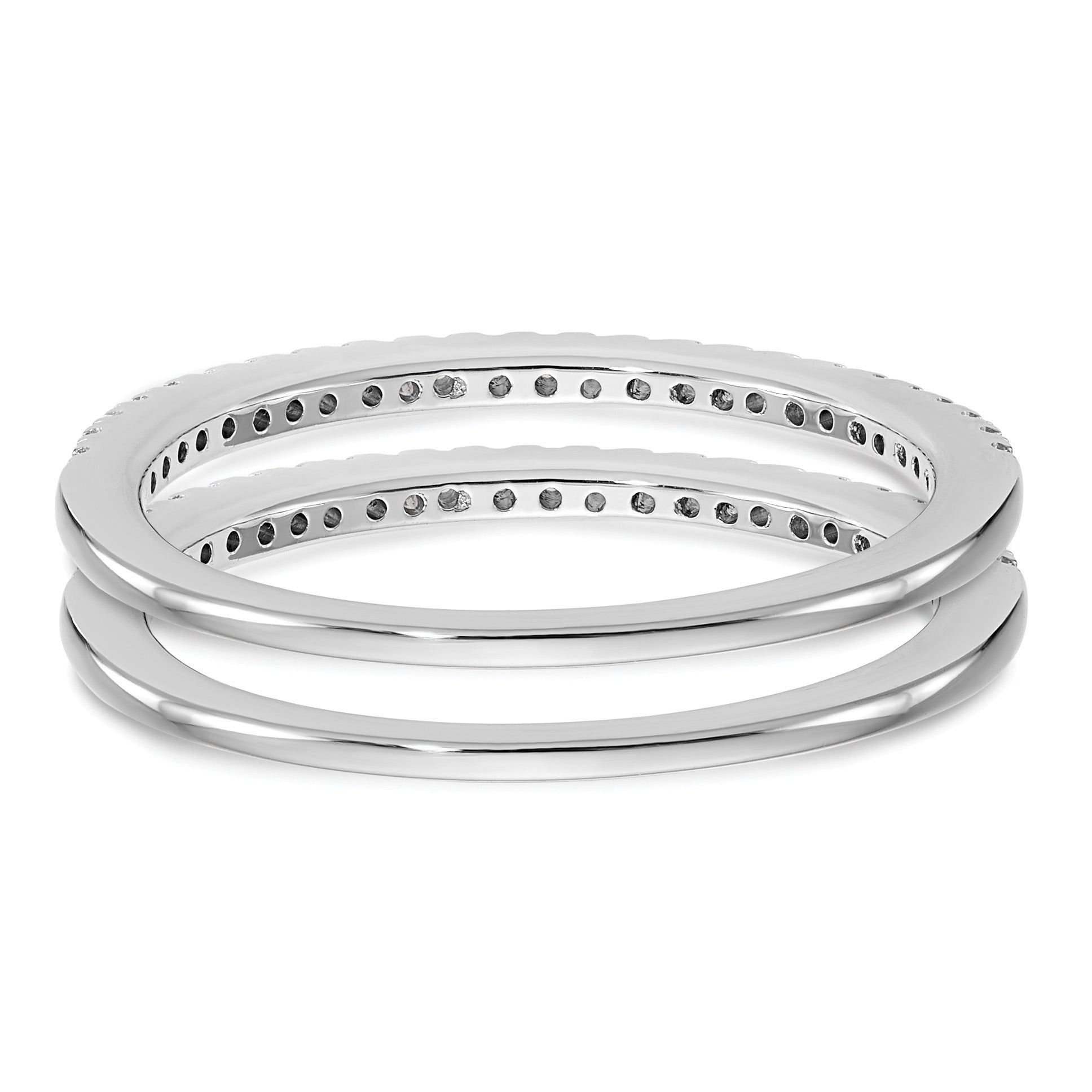 14k White Gold Lab Grown Diamond Set of Two Eternity Wedding Band 0.25 Ct