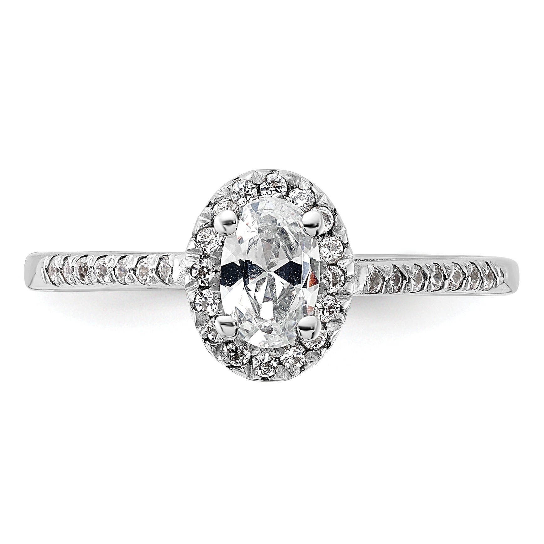 14K White Gold Lab Grown Oval Diamond Halo Engagement Ring