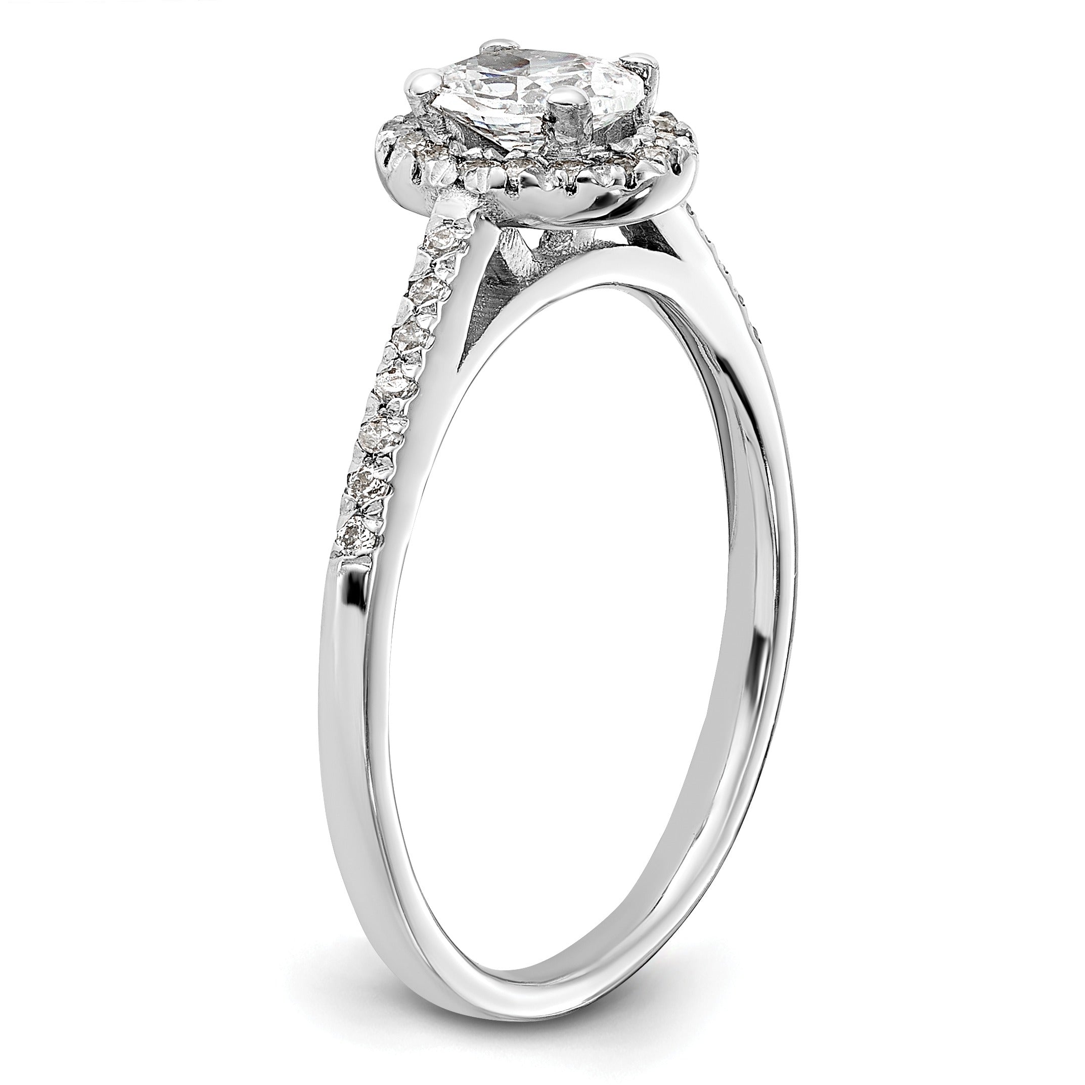 14K White Gold Lab Grown Oval Diamond Halo Engagement Ring