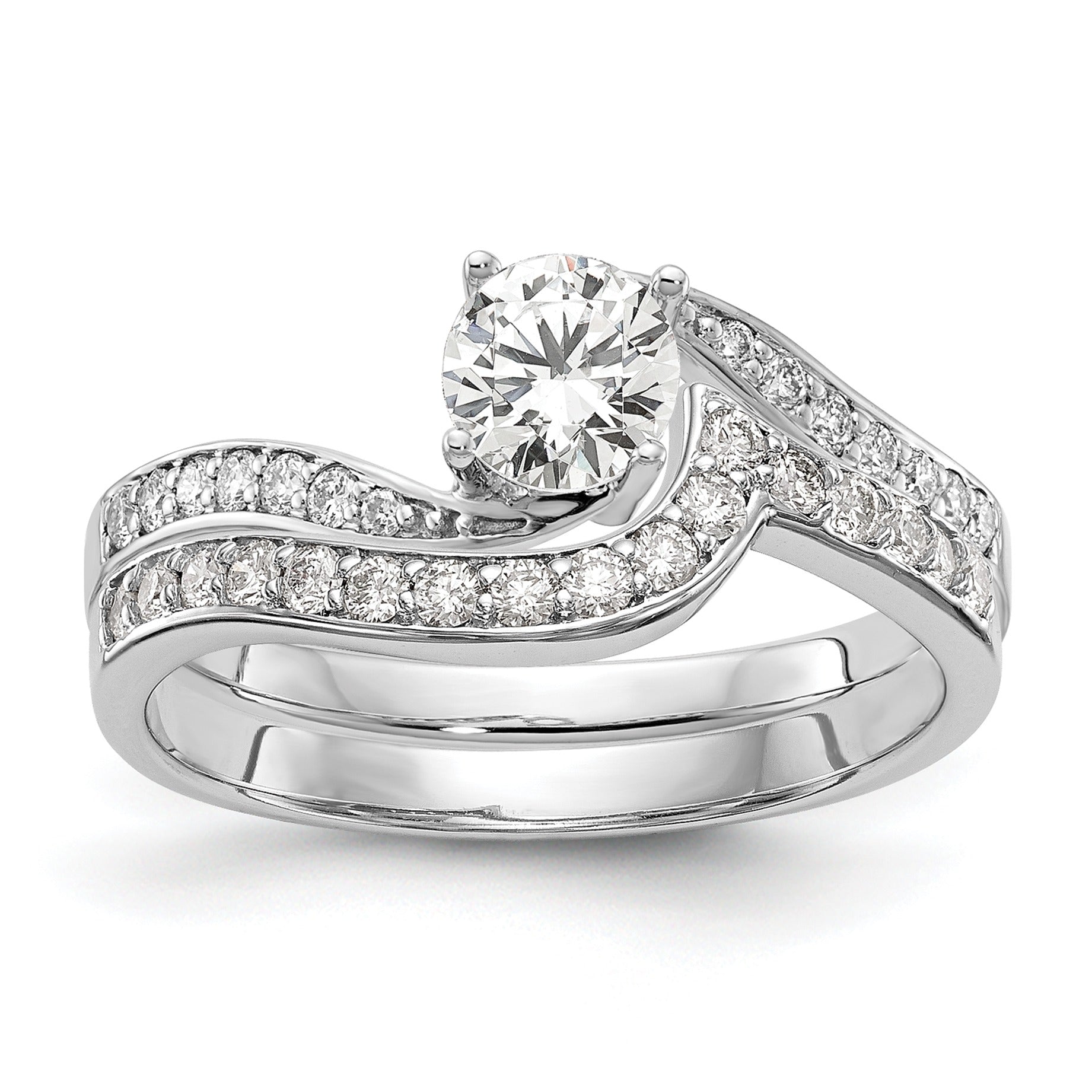 14k White Gold Lab Grown Diamond Round By-Pass Engagement Ring
