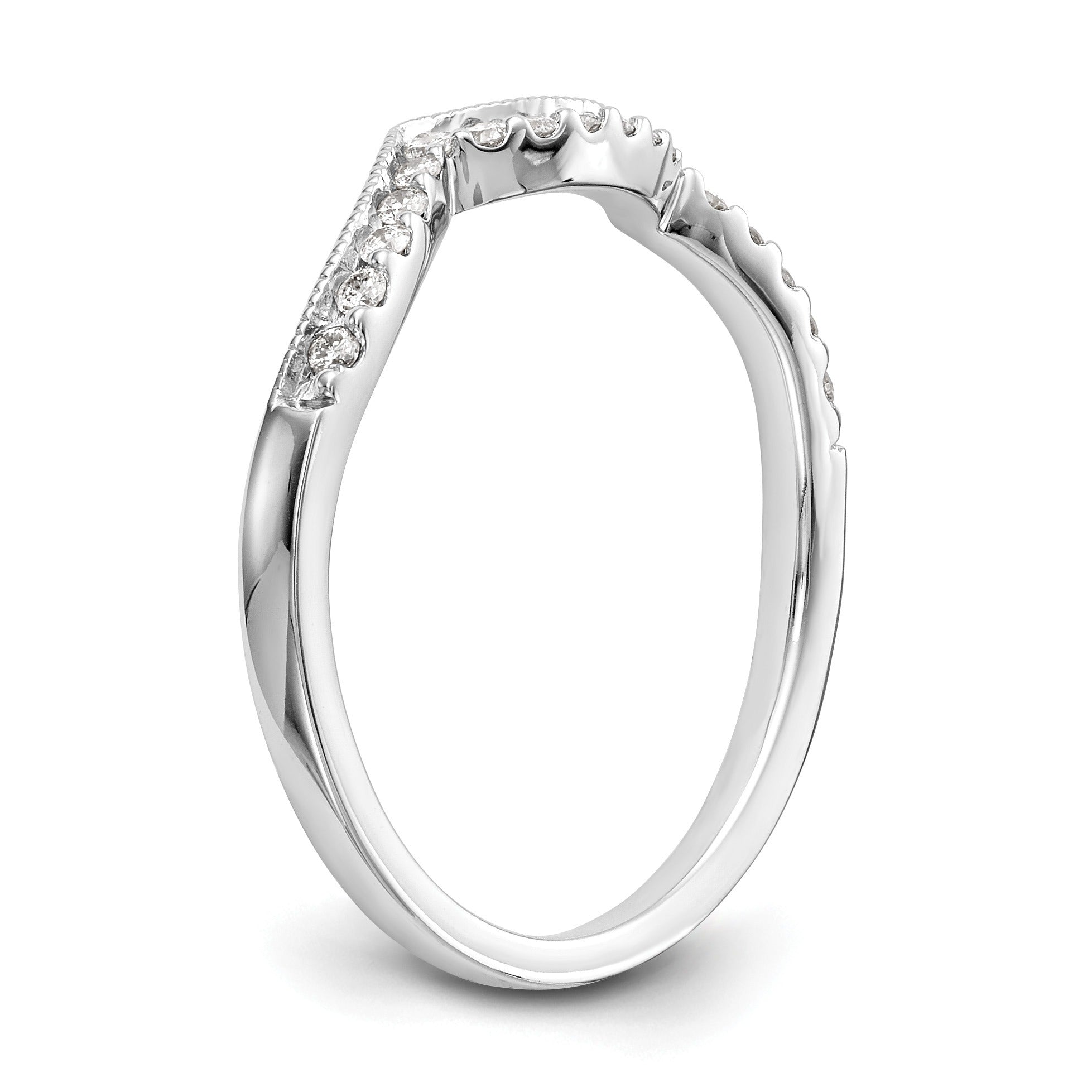 Round Lab Diamond Pavé 14K White Gold Curved Wedding Enhancer Band