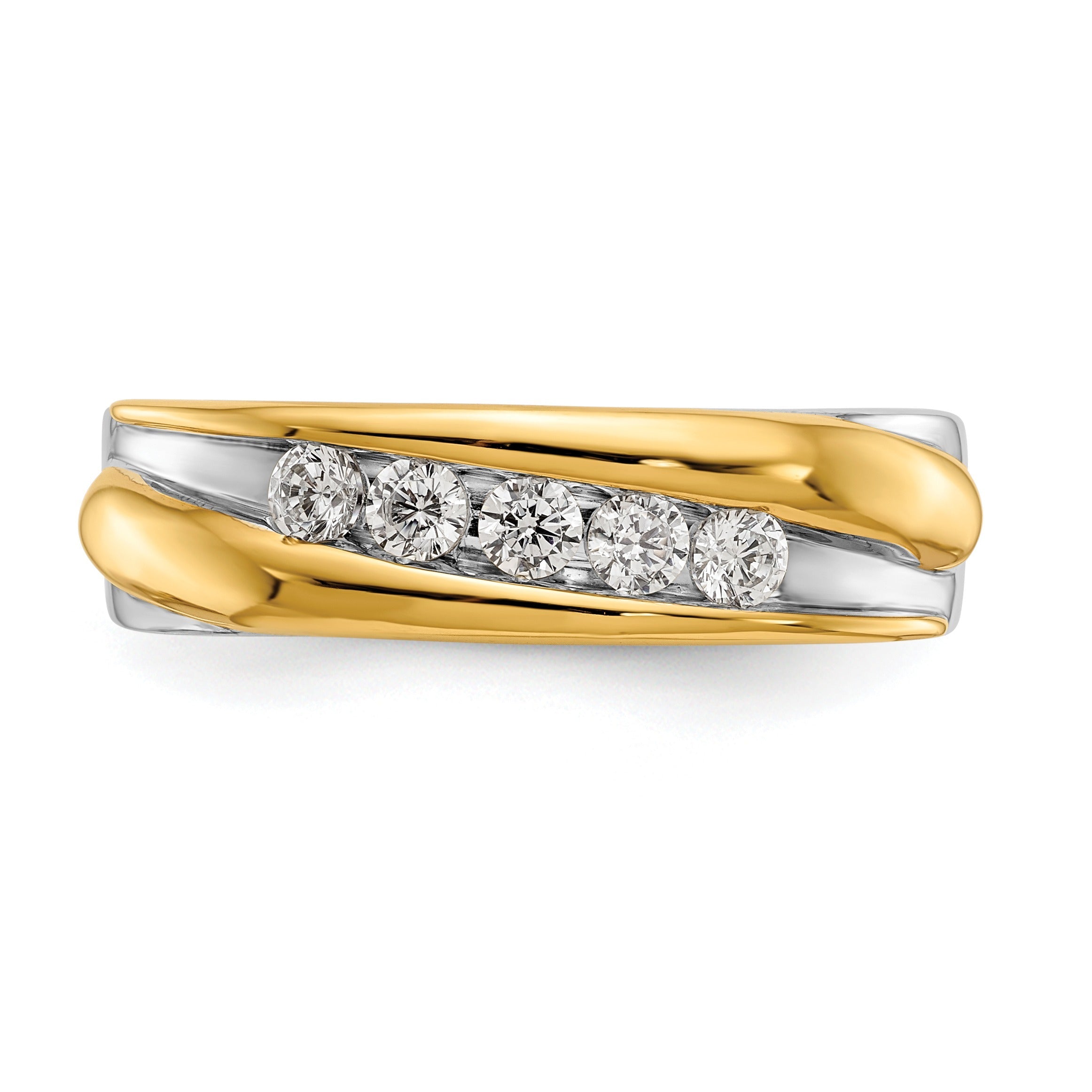 14k Two-tone 3/8 ct Lab Diamond Five Stone Men's Ring