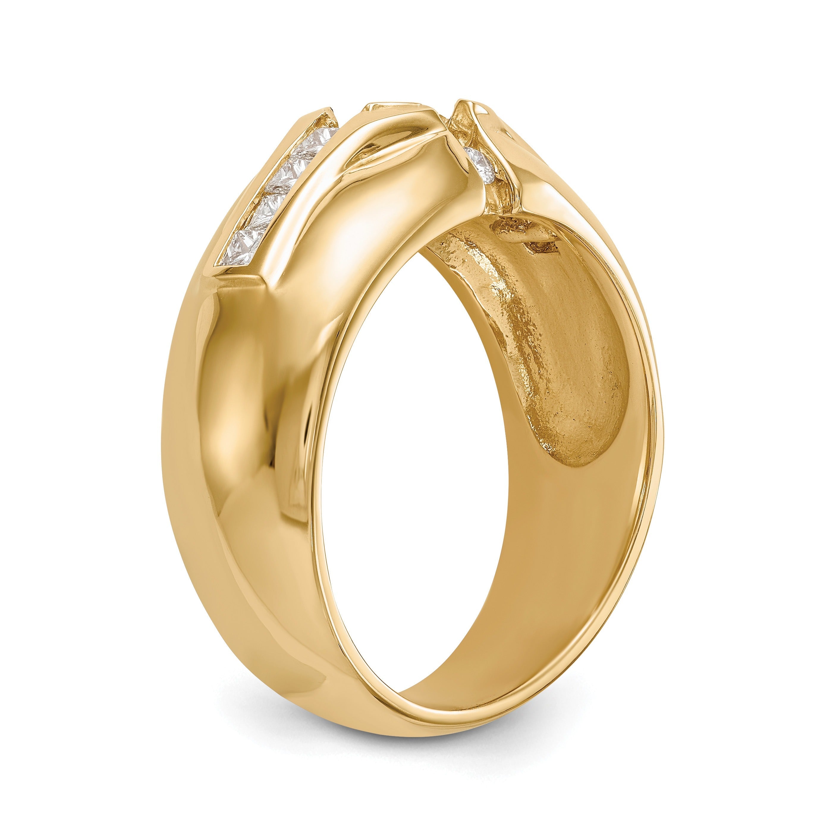 1/2 ct Lab Grown Diamond 5/8 ct Semi Mount Men's Ring 14k Yellow Gold