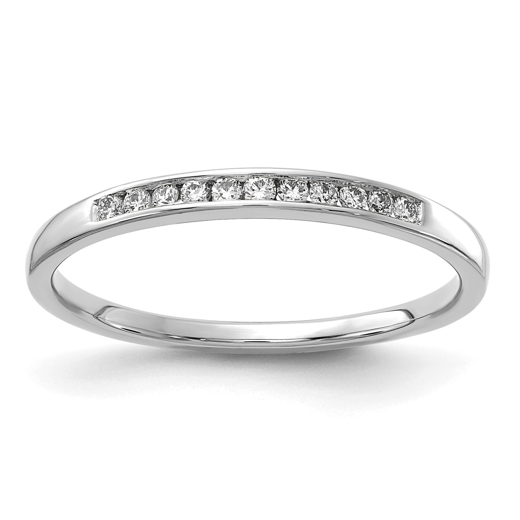 0.10 Ct Round Lab Grown Diamond Channel 14K White Gold Enhancer Band