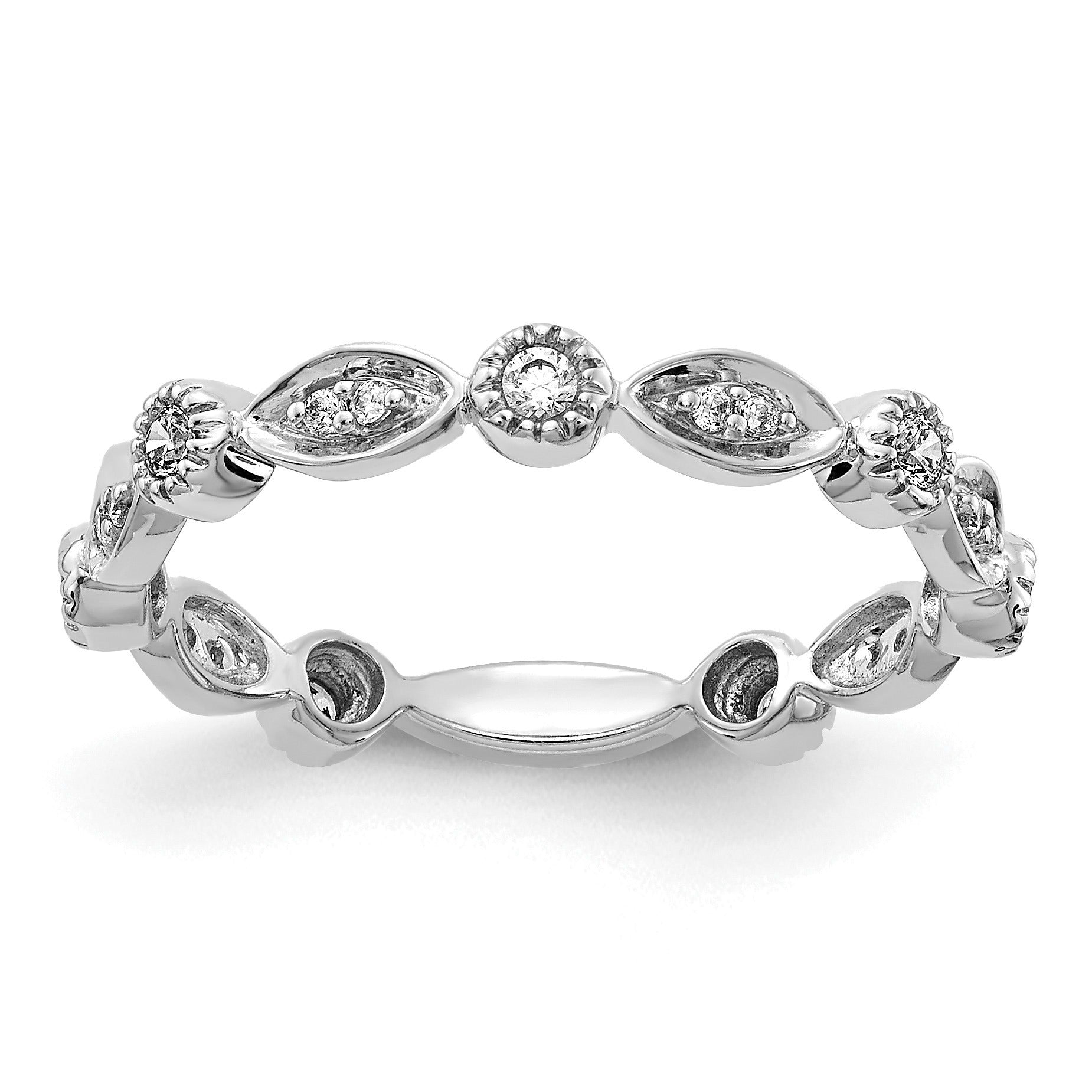 0.2 Ct Round Lab Grown Diamond Bezel 14K White Gold Fashion Enhancer Band
