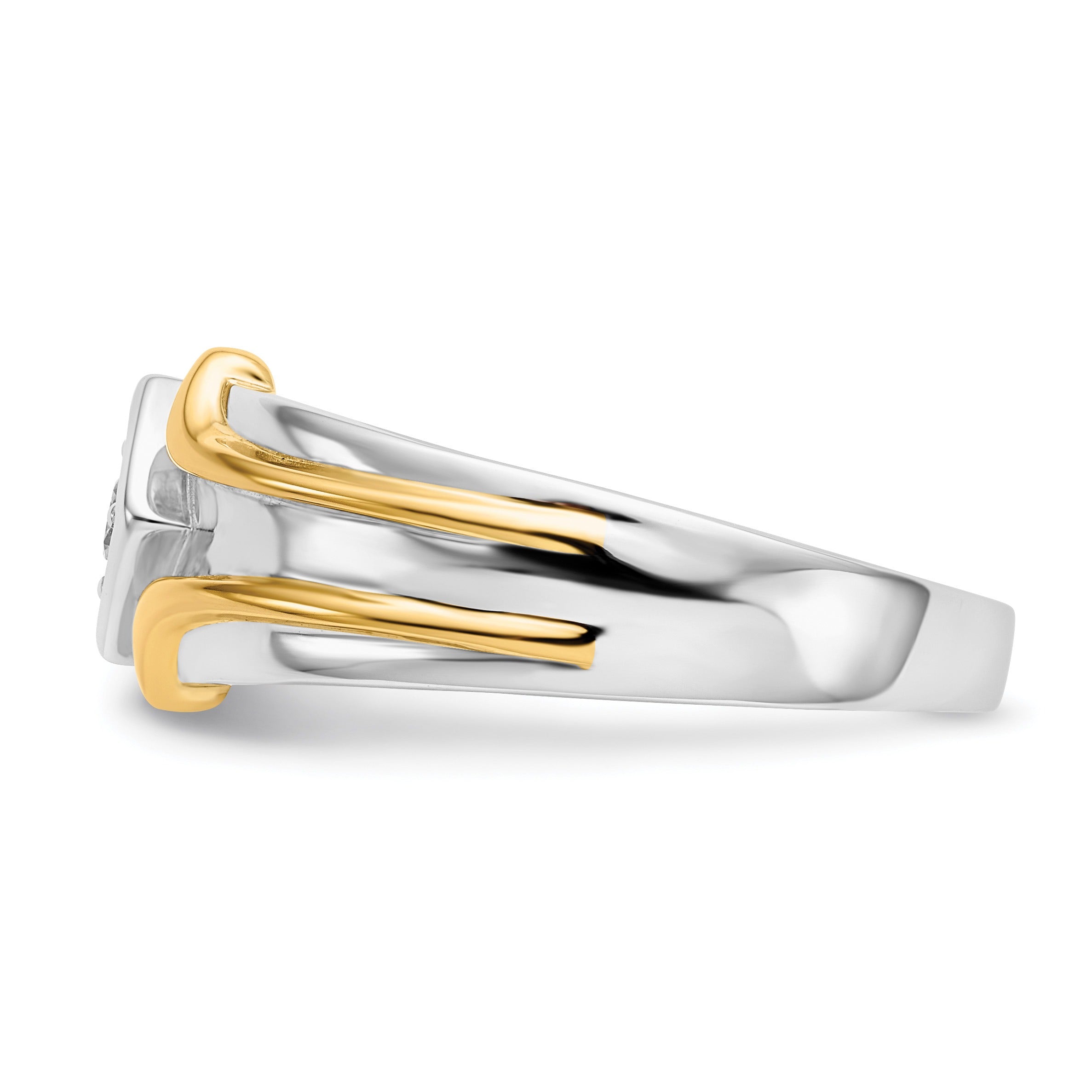 14k Two-Tone Lab Grown Diamond Men's Ring 1/6 ct