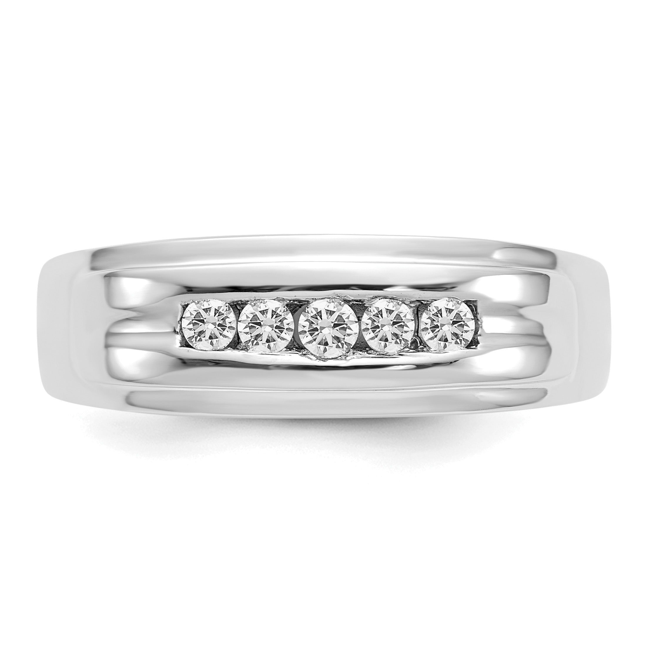 14k White Gold 1/4 ct 5 Stone Lab Grown Diamond Men's Channel Band Ring