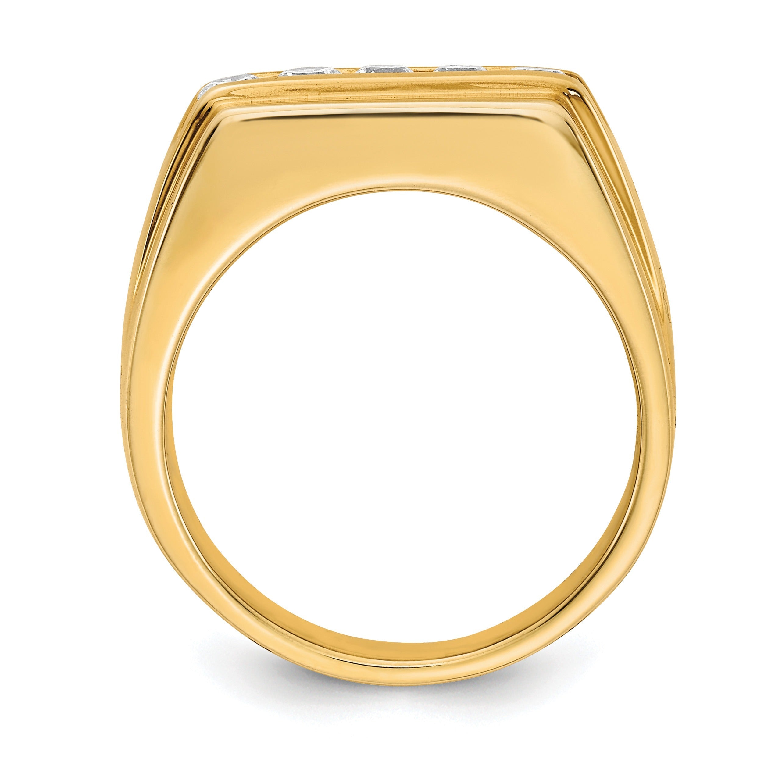 1/2 ct Lab Grown Diamond Five Stone Men's Ring 14k Yellow Gold