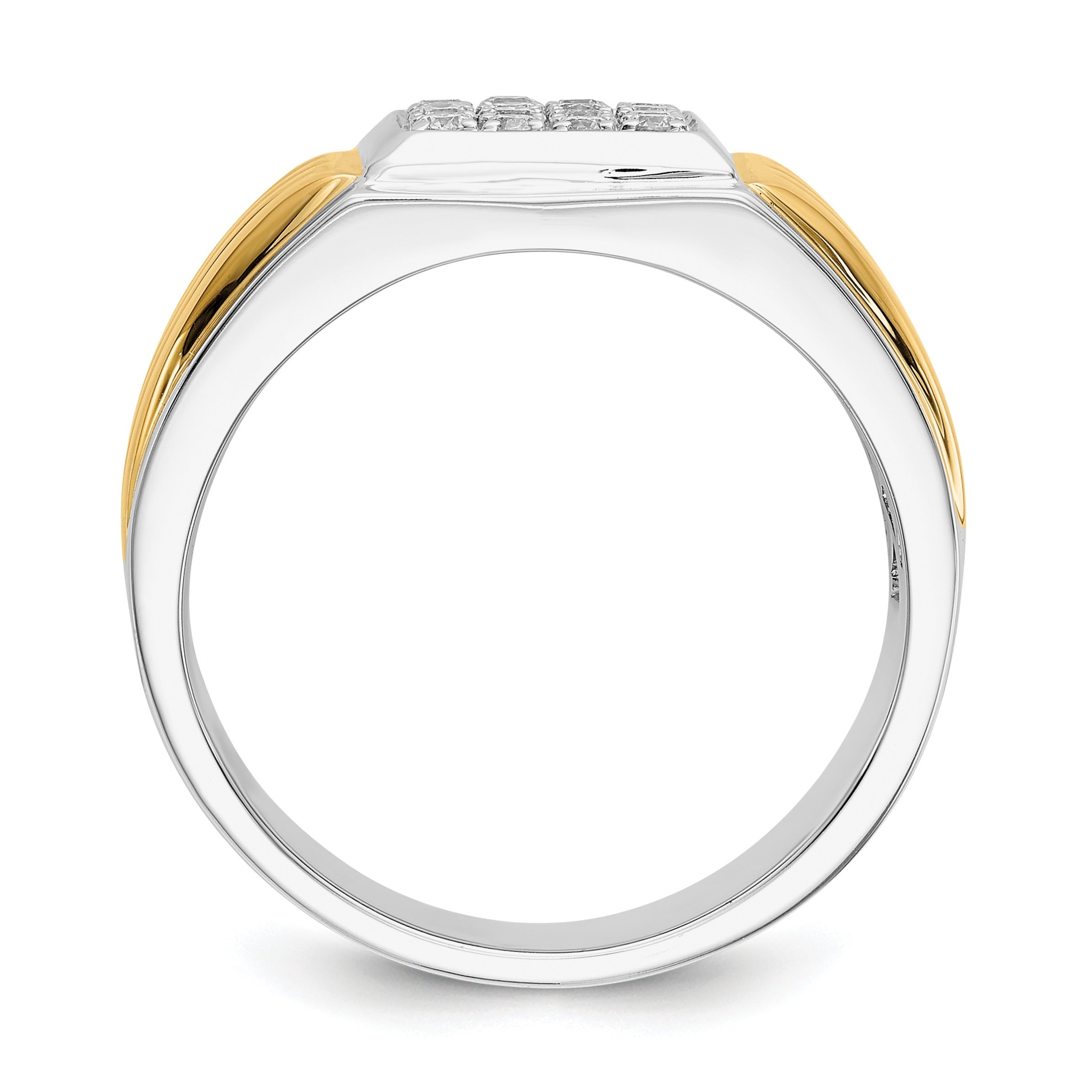 14k Two-Tone 3/8 ct Lab Grown Diamond Cluster Men's Ring
