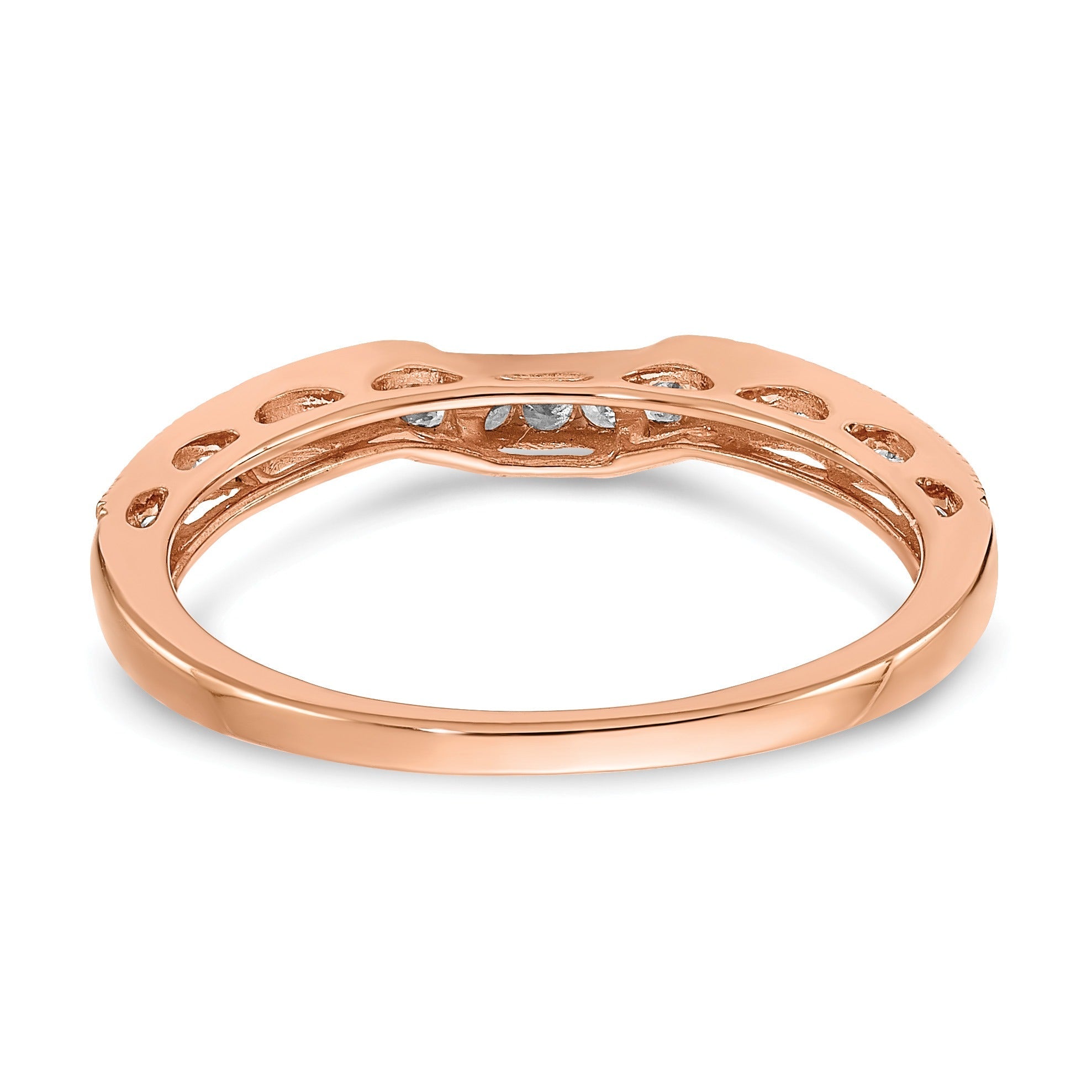 0.25 Ct Round Lab Diamond Channel 10K Rose Gold Curved Wedding Enhancer Band
