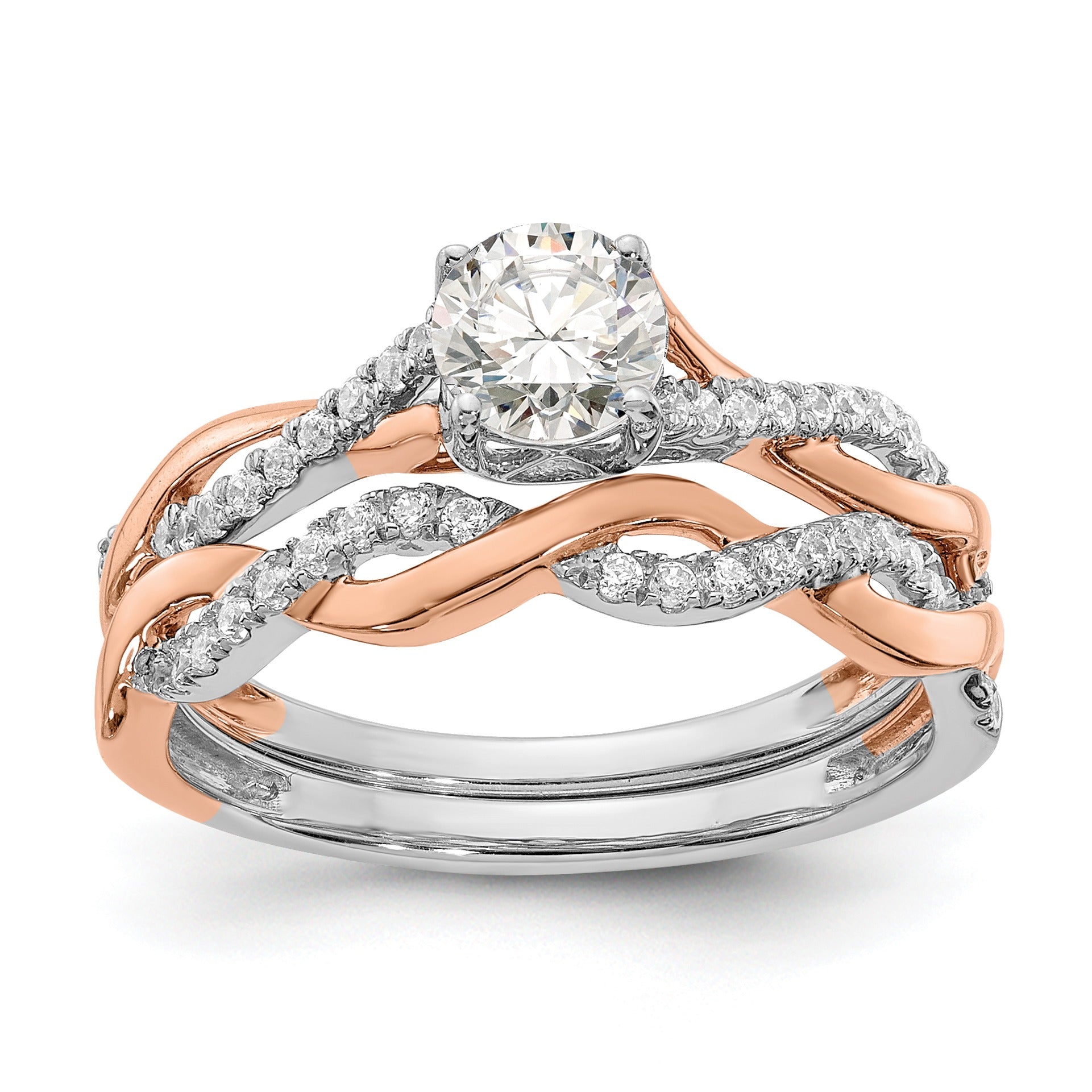 14k Two-tone Gold Lab Grown Diamond Bypass Engagement Ring