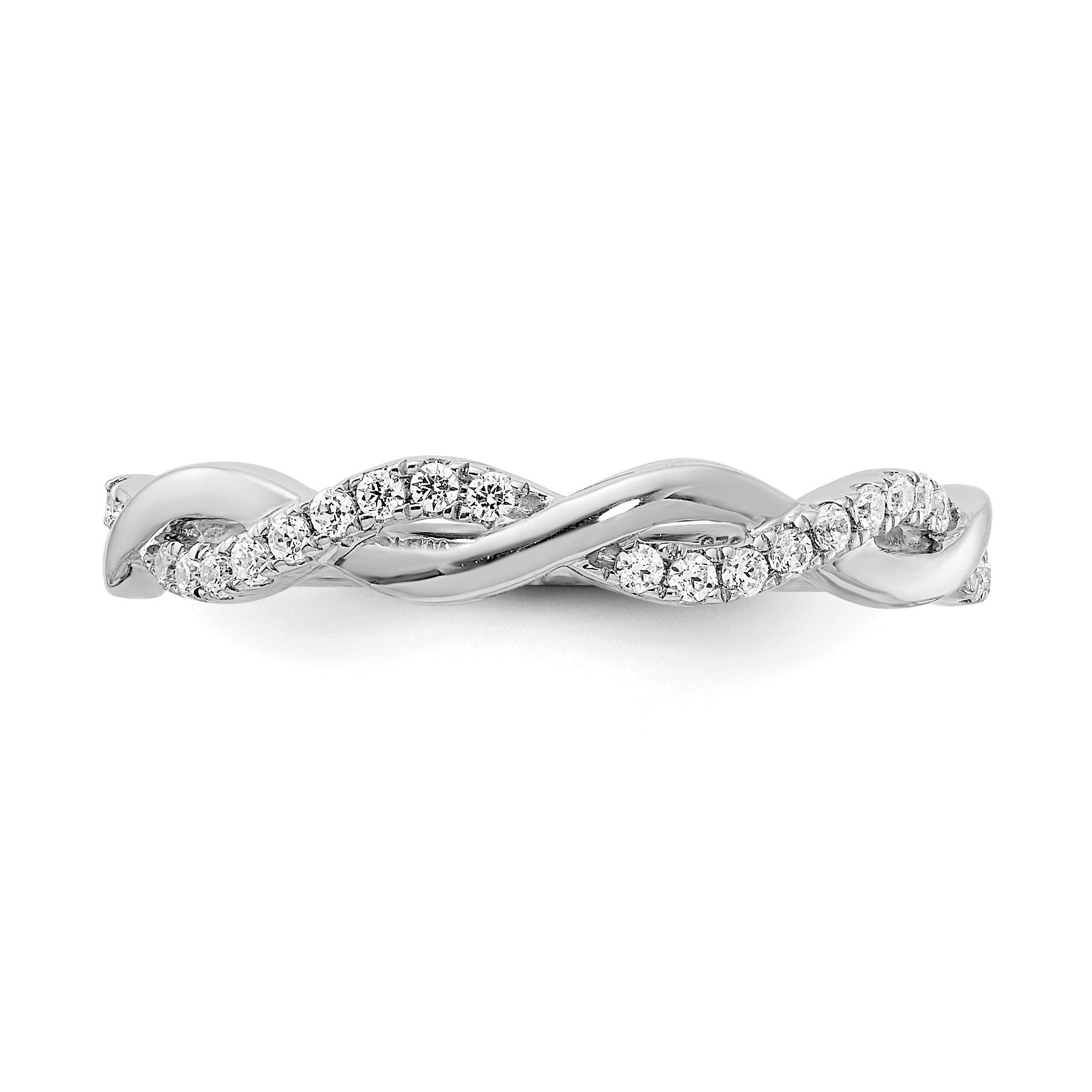 10K White Gold Diamond Round Twisted Wedding Band