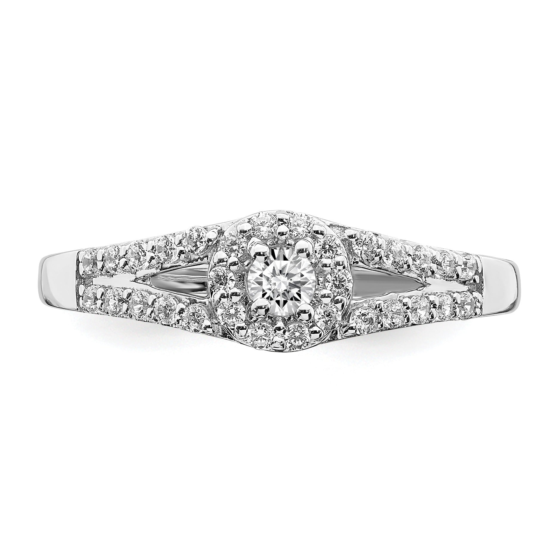 10k White Gold Lab Grown Diamond Round Halo Engagement Ring