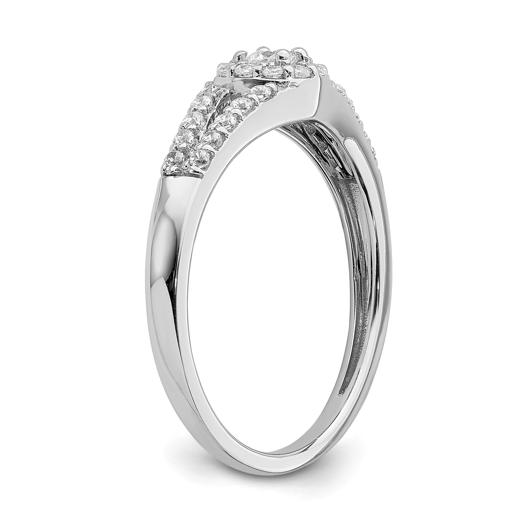 10k White Gold Lab Grown Diamond Round Halo Engagement Ring