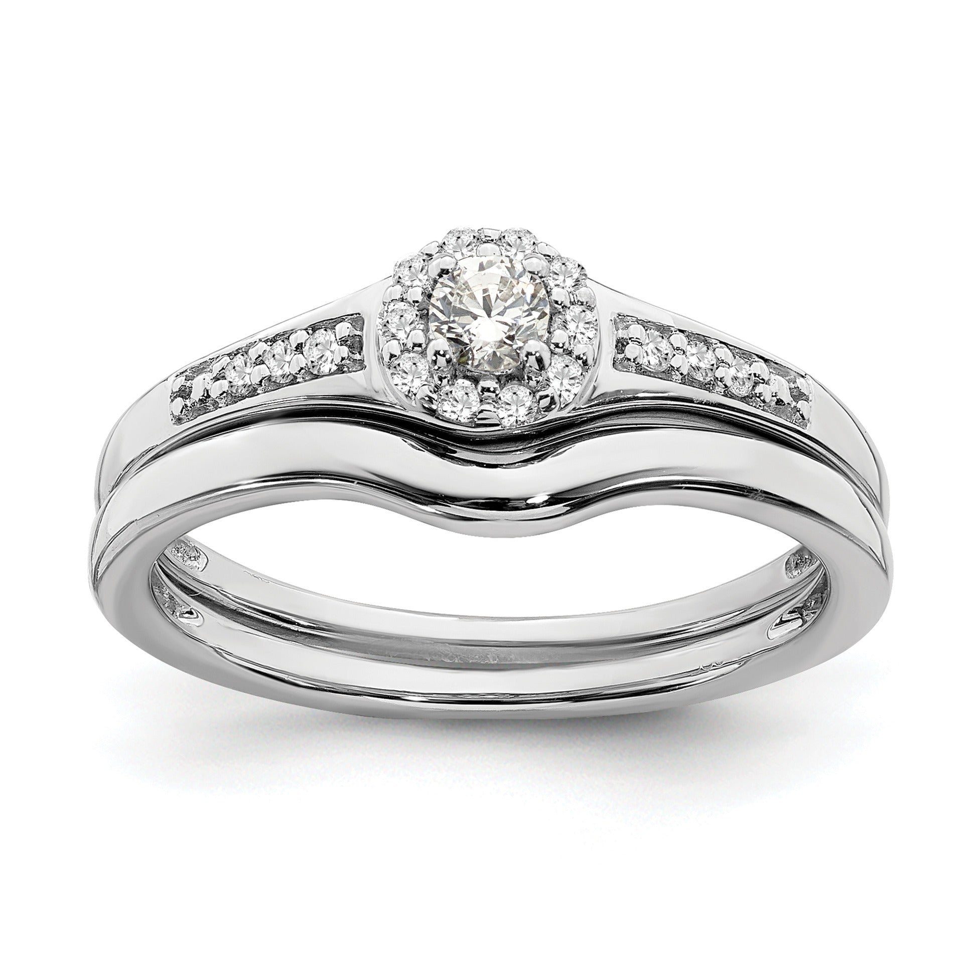 Lab Grown Diamond Cluster Engagement Ring 10K White Gold 0.2 Ct