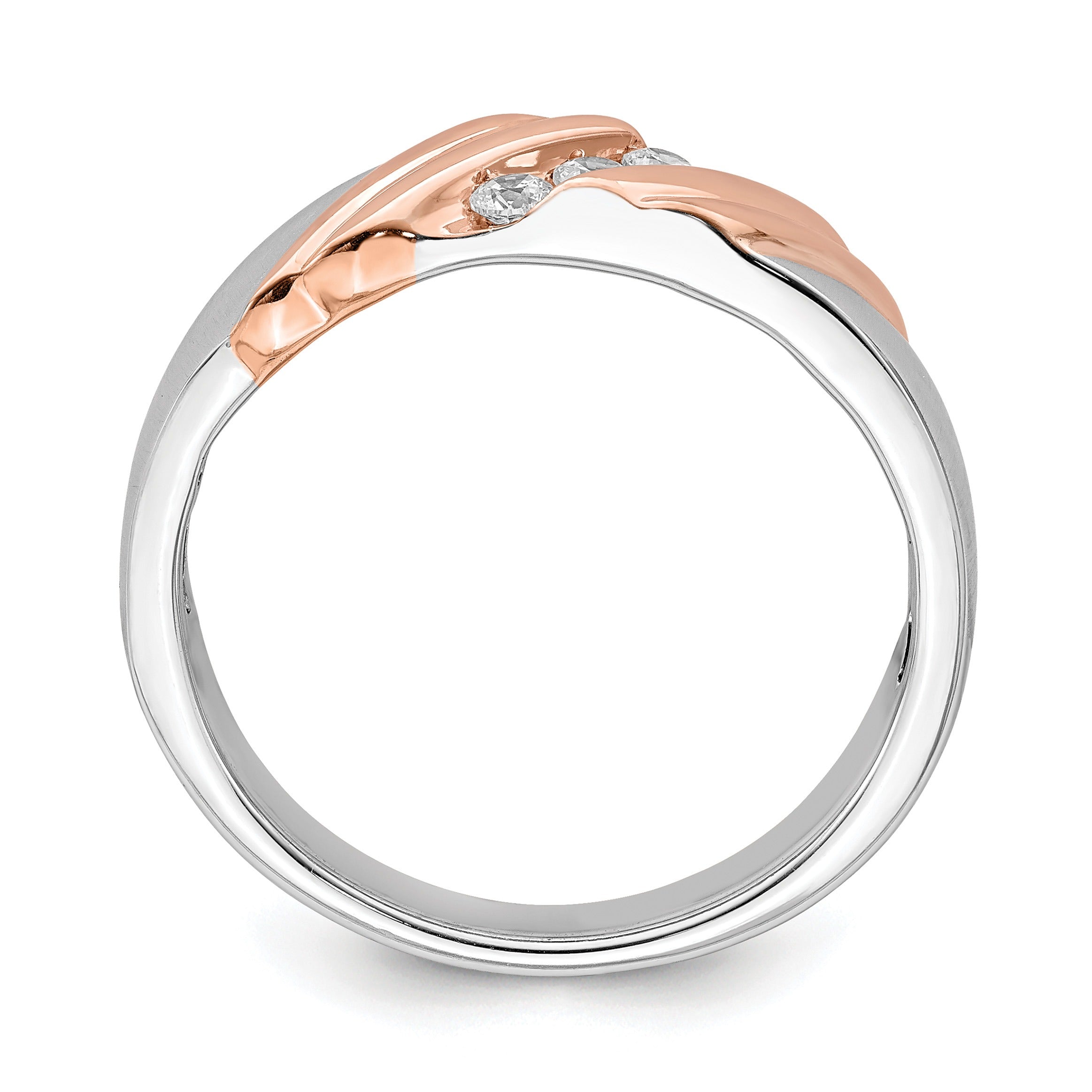 1/6 ct Lab Grown Diamond Three Stone Men's Band Ring 14k Two-tone