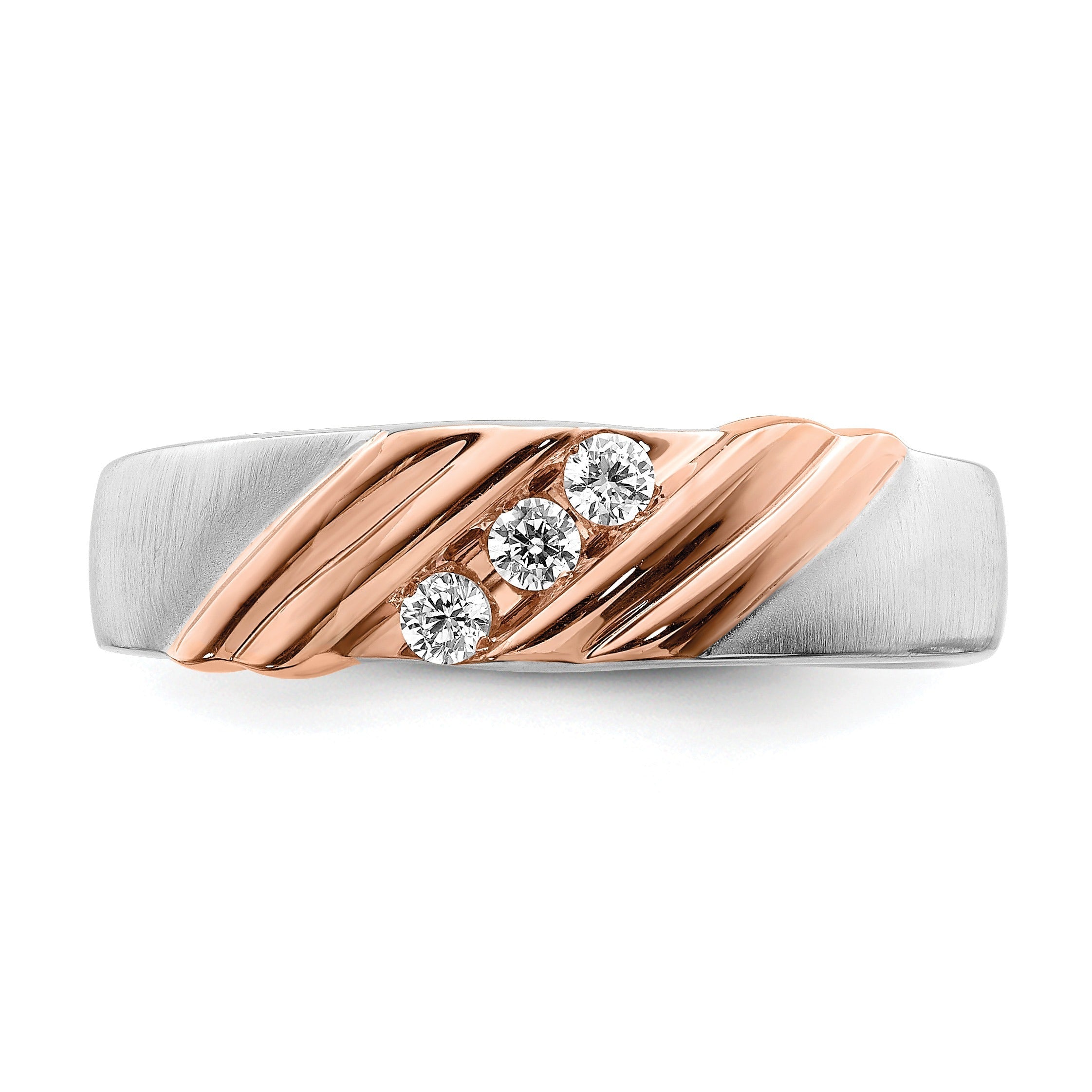 1/6 ct Lab Grown Diamond Three Stone Men's Band Ring 14k Two-tone