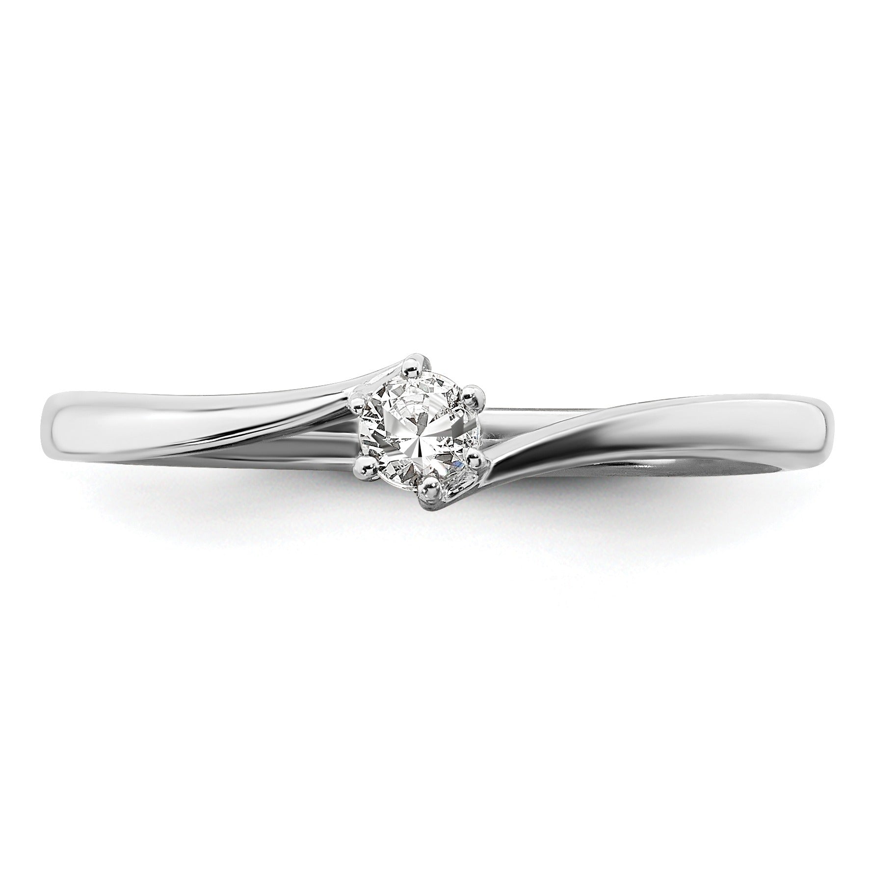 14K White Gold Lab Grown Diamond Petite Round Engagement Ring