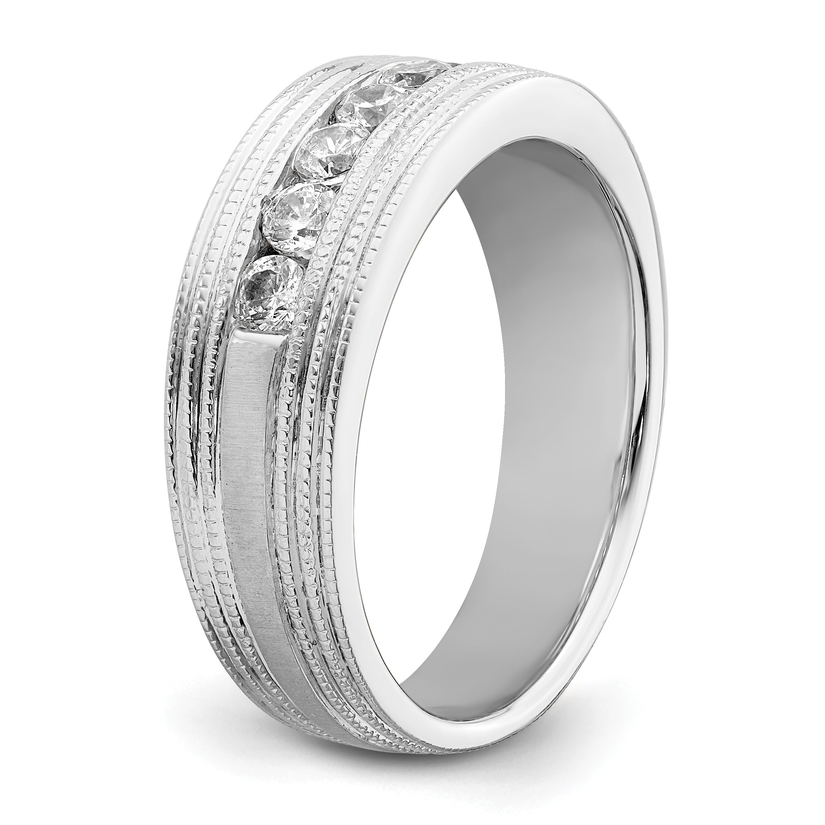 5/8 ct Lab Grown Diamond Seven Stone Men's Band Ring 14k White Gold