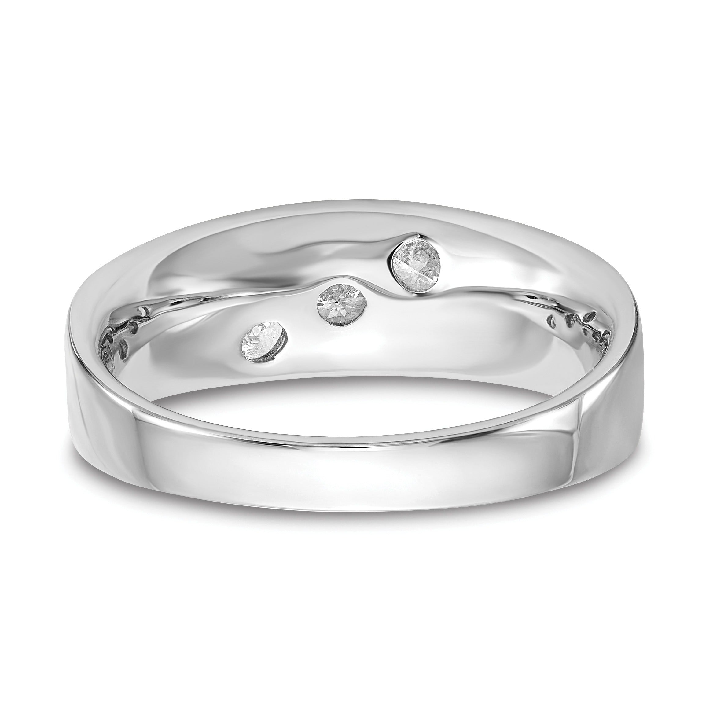 5/8 ct Lab Diamond Three Stone Wedding Bands Men's Ring 14k White Gold