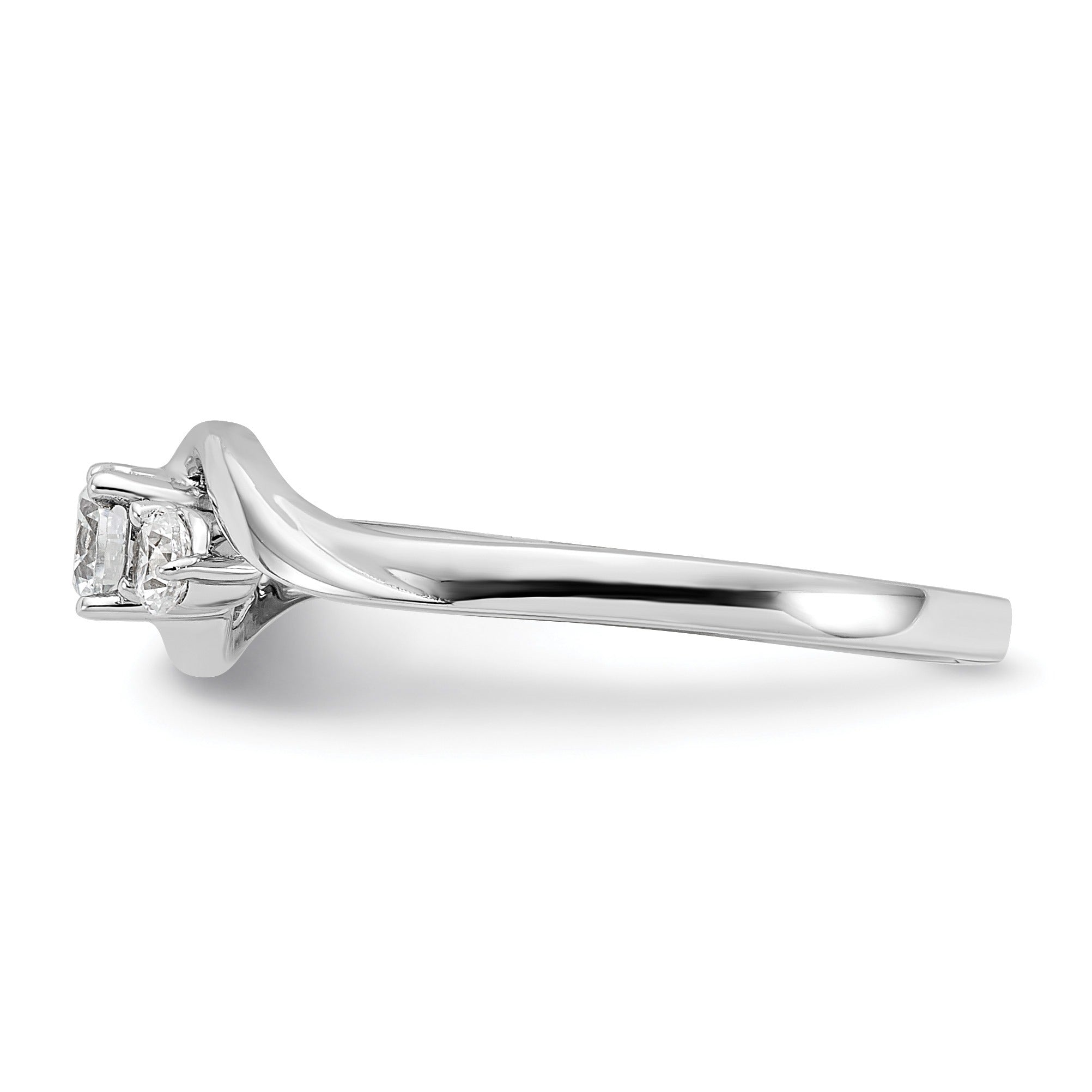 14K White Gold Lab Grown Diamond Petite Round Three Stone Ring 0.33 Ct