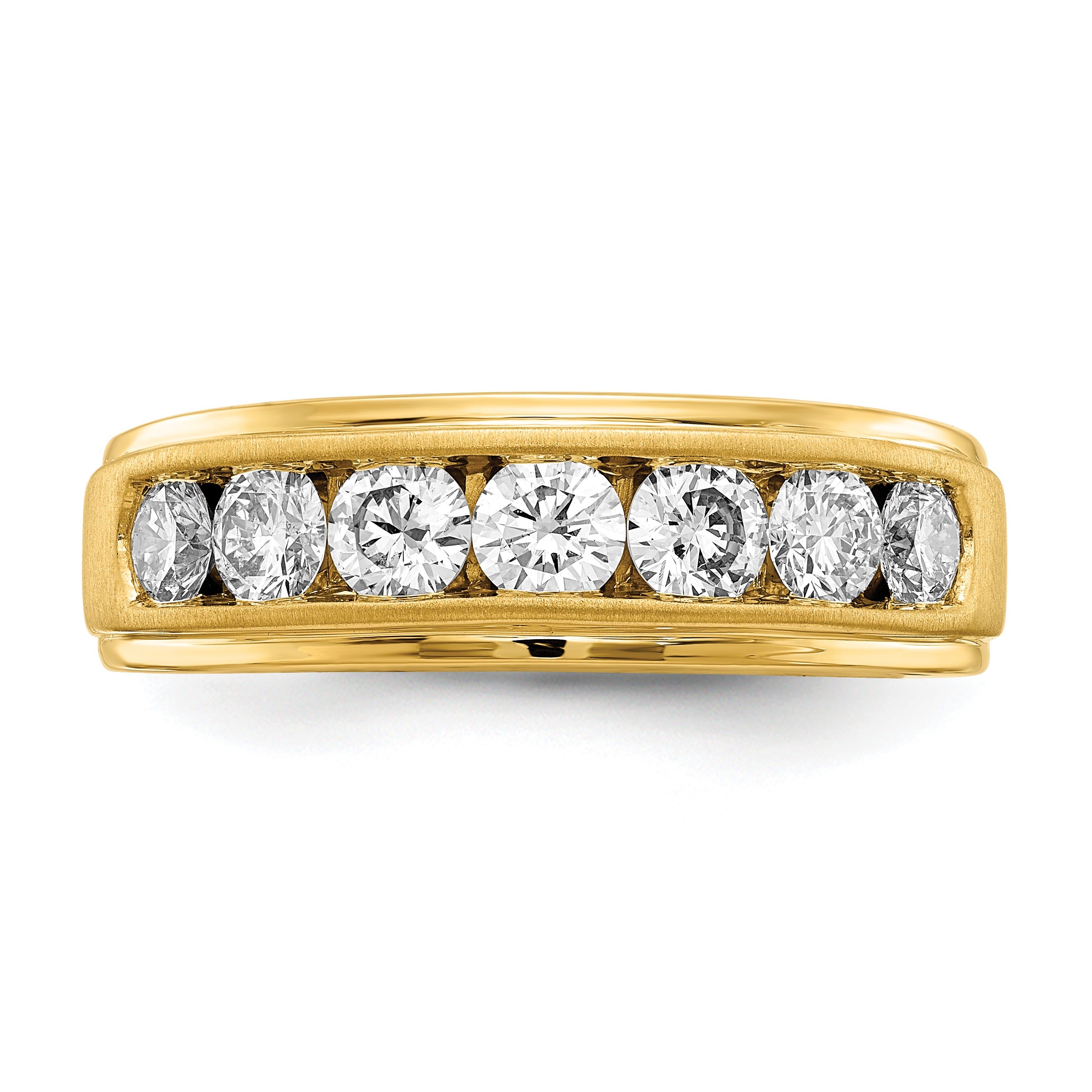 10K Yellow Gold Lab Grown Diamond Seven Stone Men's Wedding Band Ring