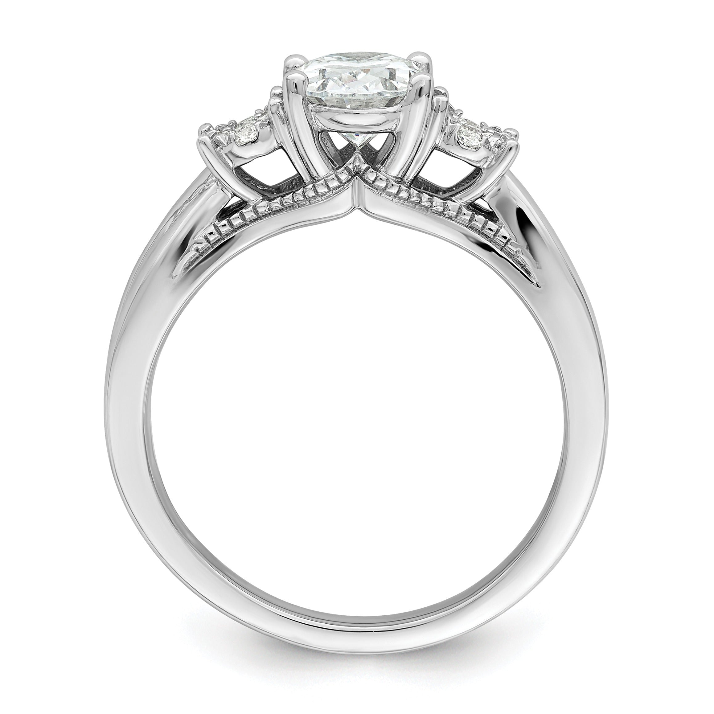 14K White Gold Lab Diamond 3-Stone Semi Mount Engagement Ring 1 Ct