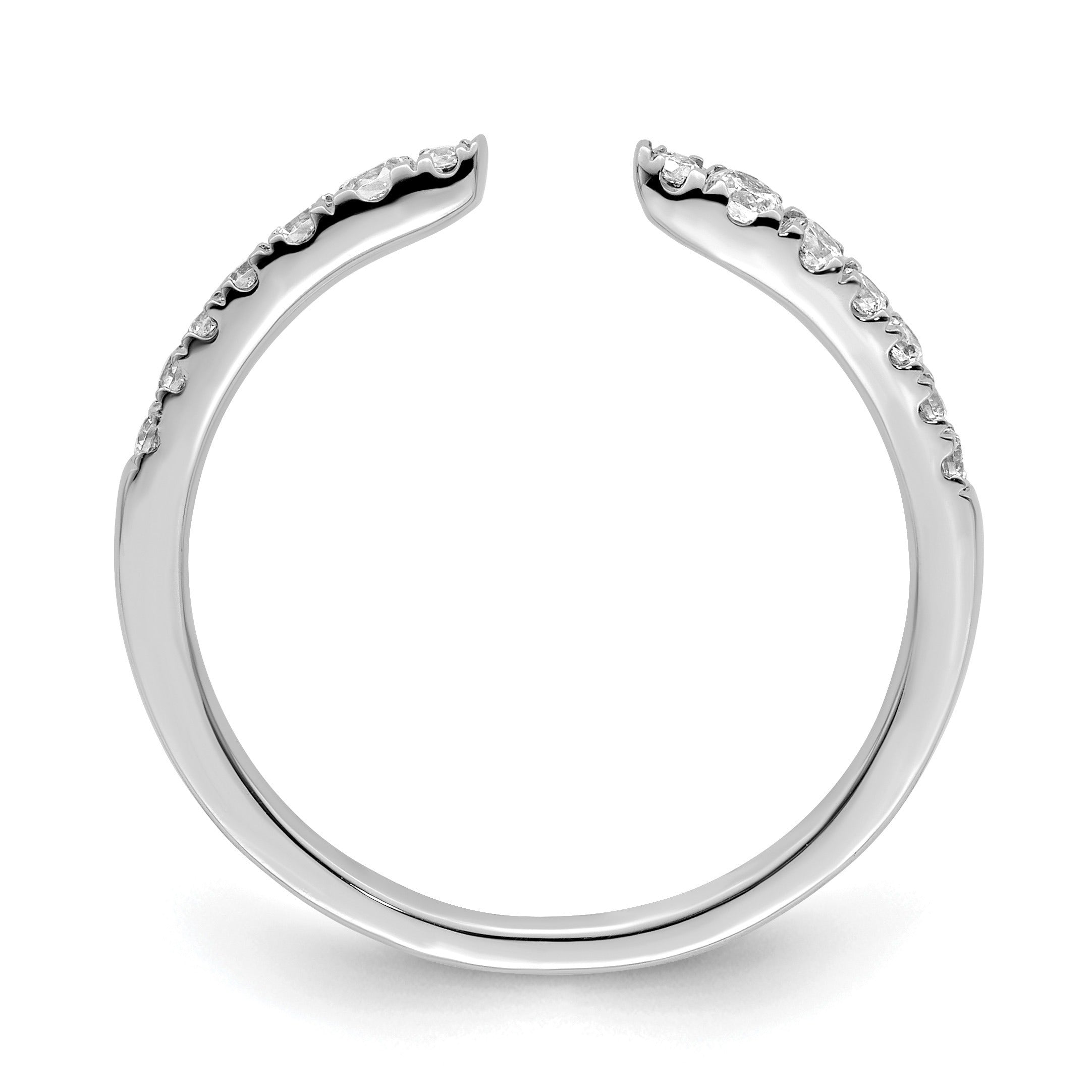 Round Lab Grown Diamond Pavé 14K White Gold Open Cuff Wedding Enhancer Band