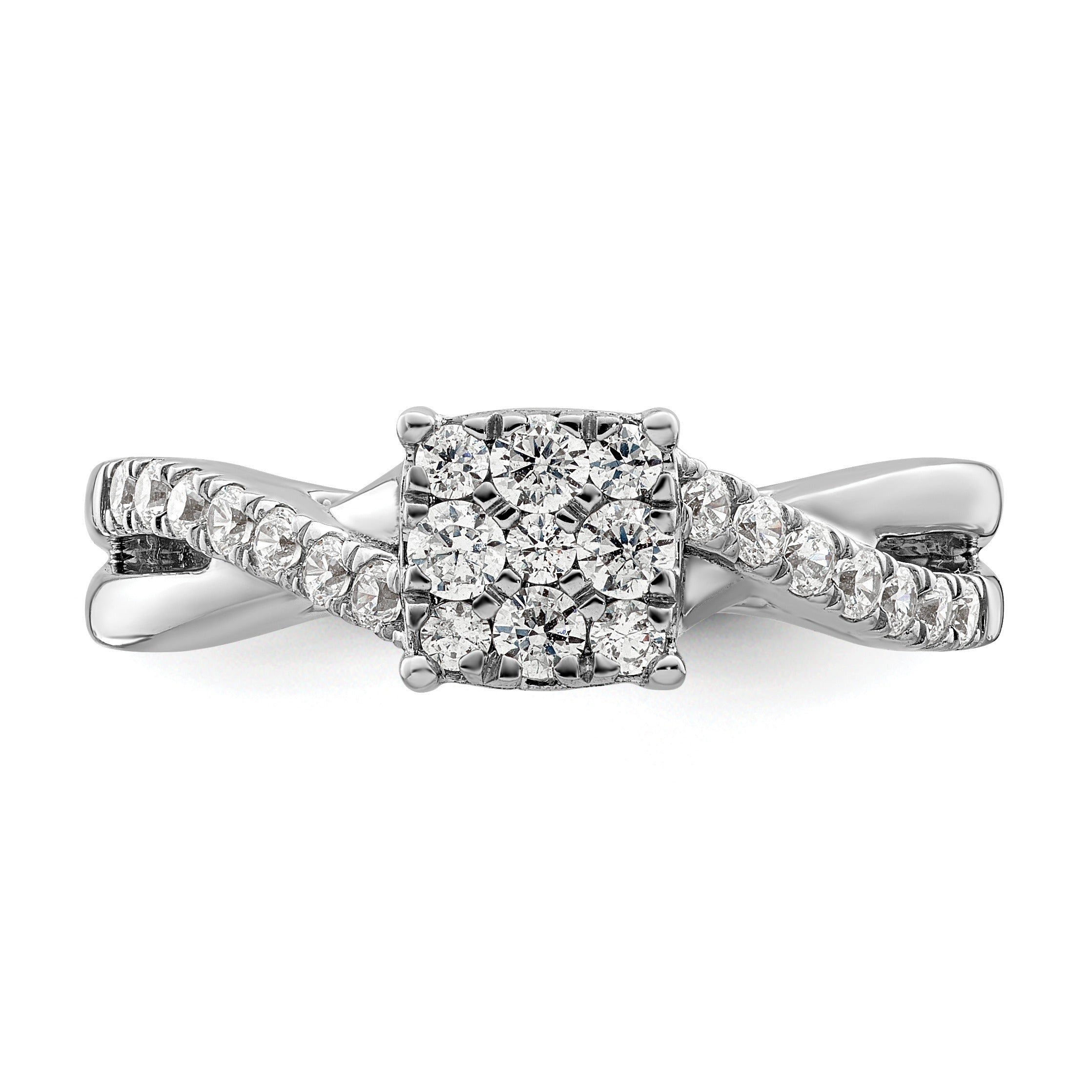 14k White Gold Lab Grown Diamond Cluster Engagement Ring