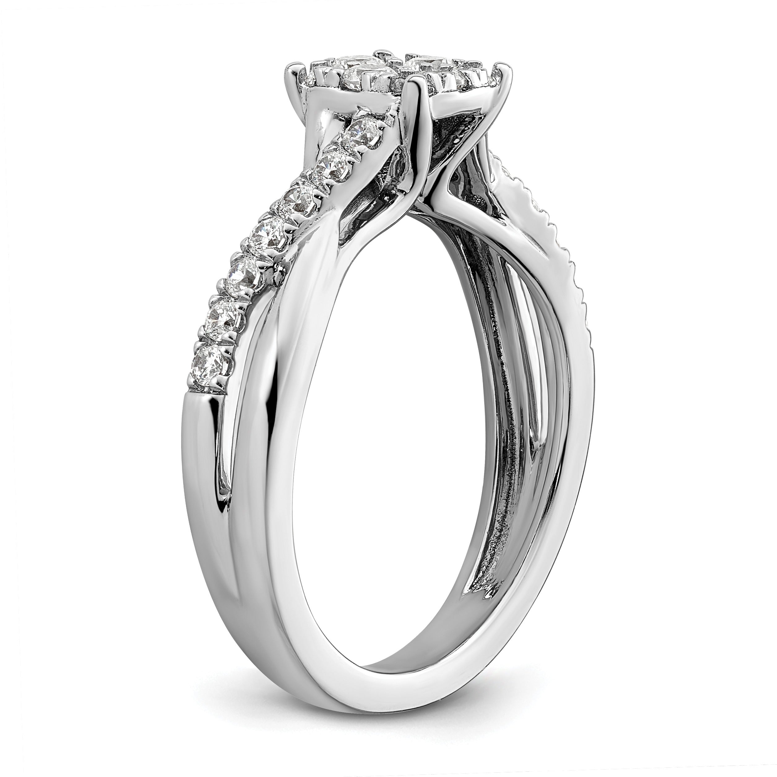 14k White Gold Lab Grown Diamond Cluster Engagement Ring