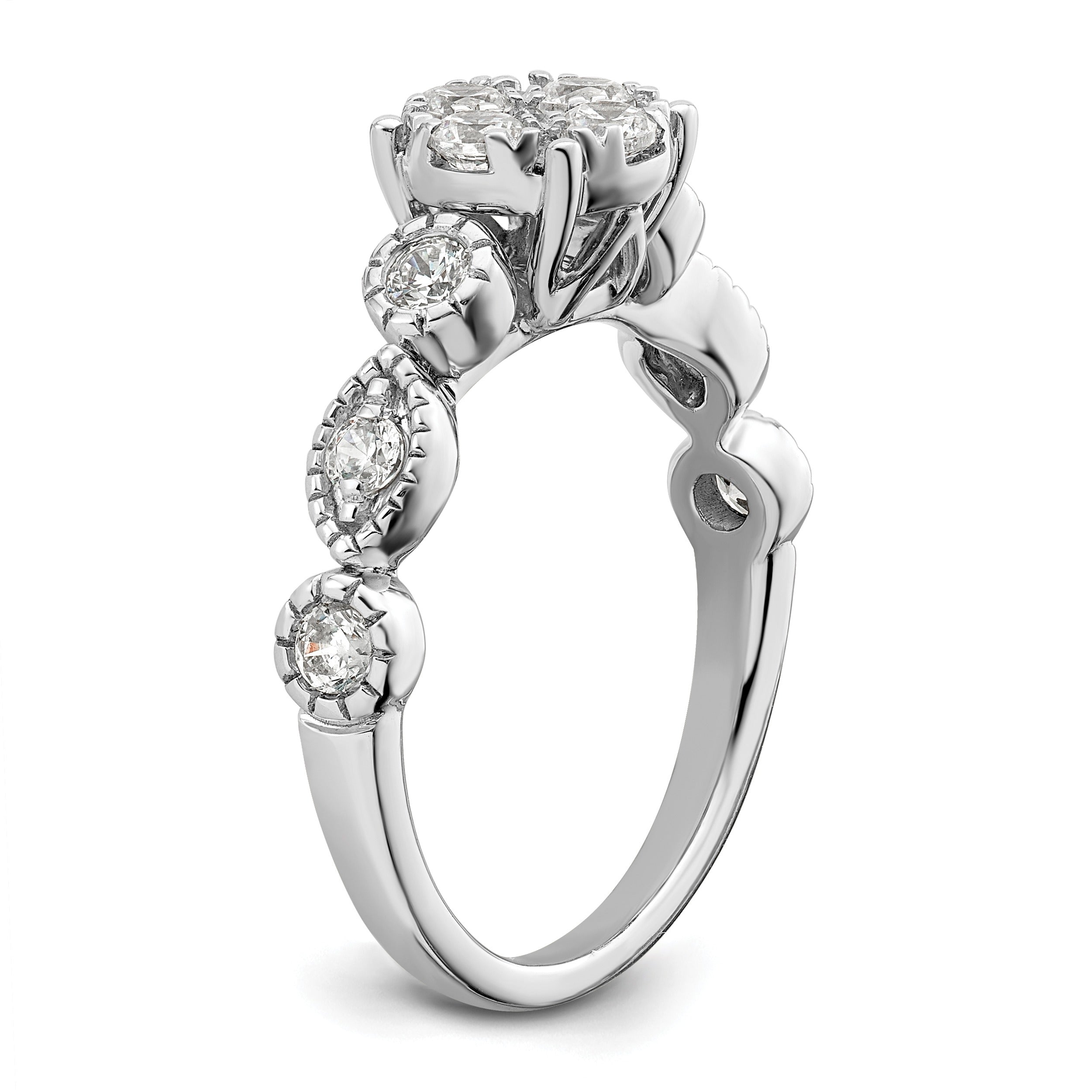 Lab Grown Diamond Cluster Engagement Ring 14K White Gold