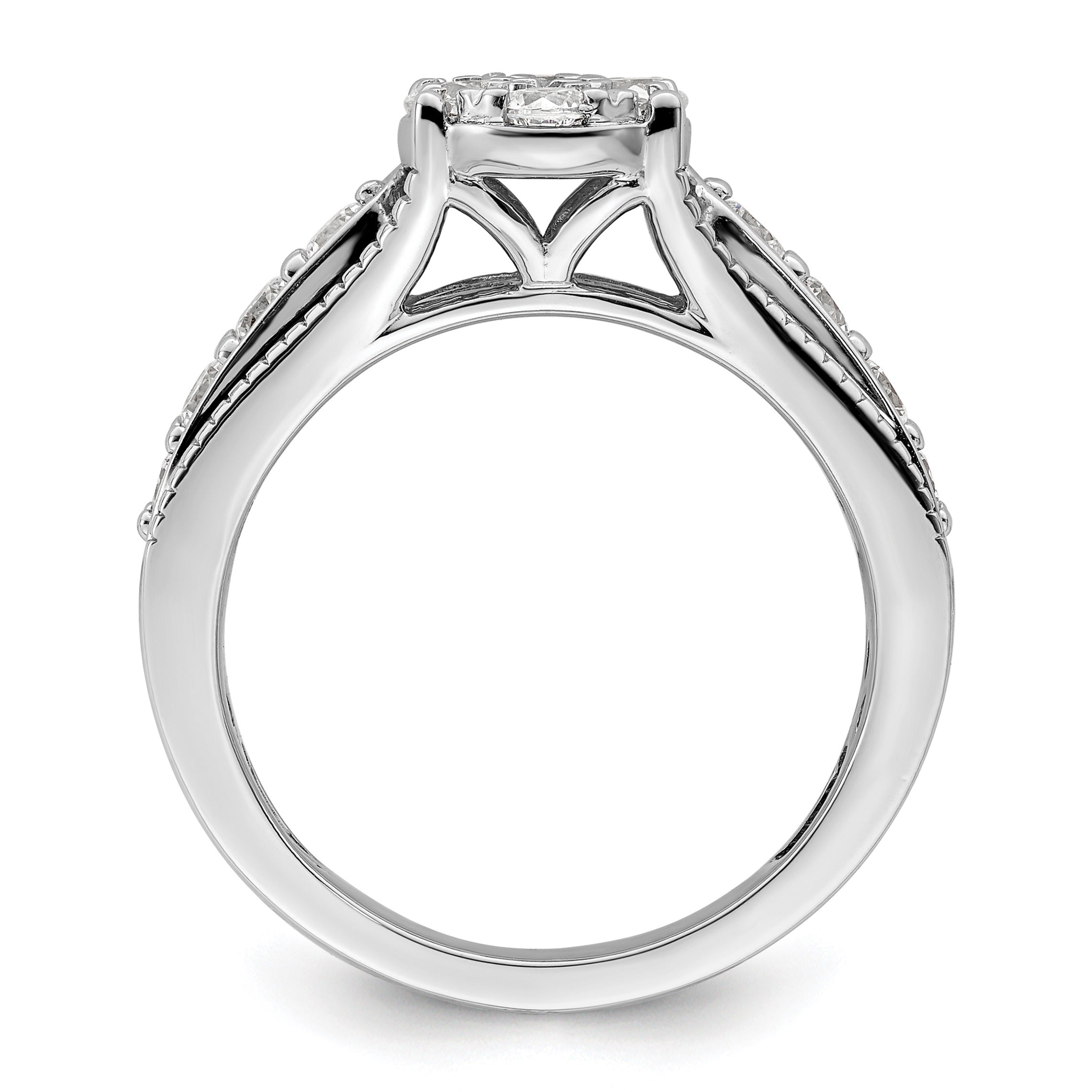 14k White Gold Lab Grown Diamond Cluster Engagement Ring 1 ct