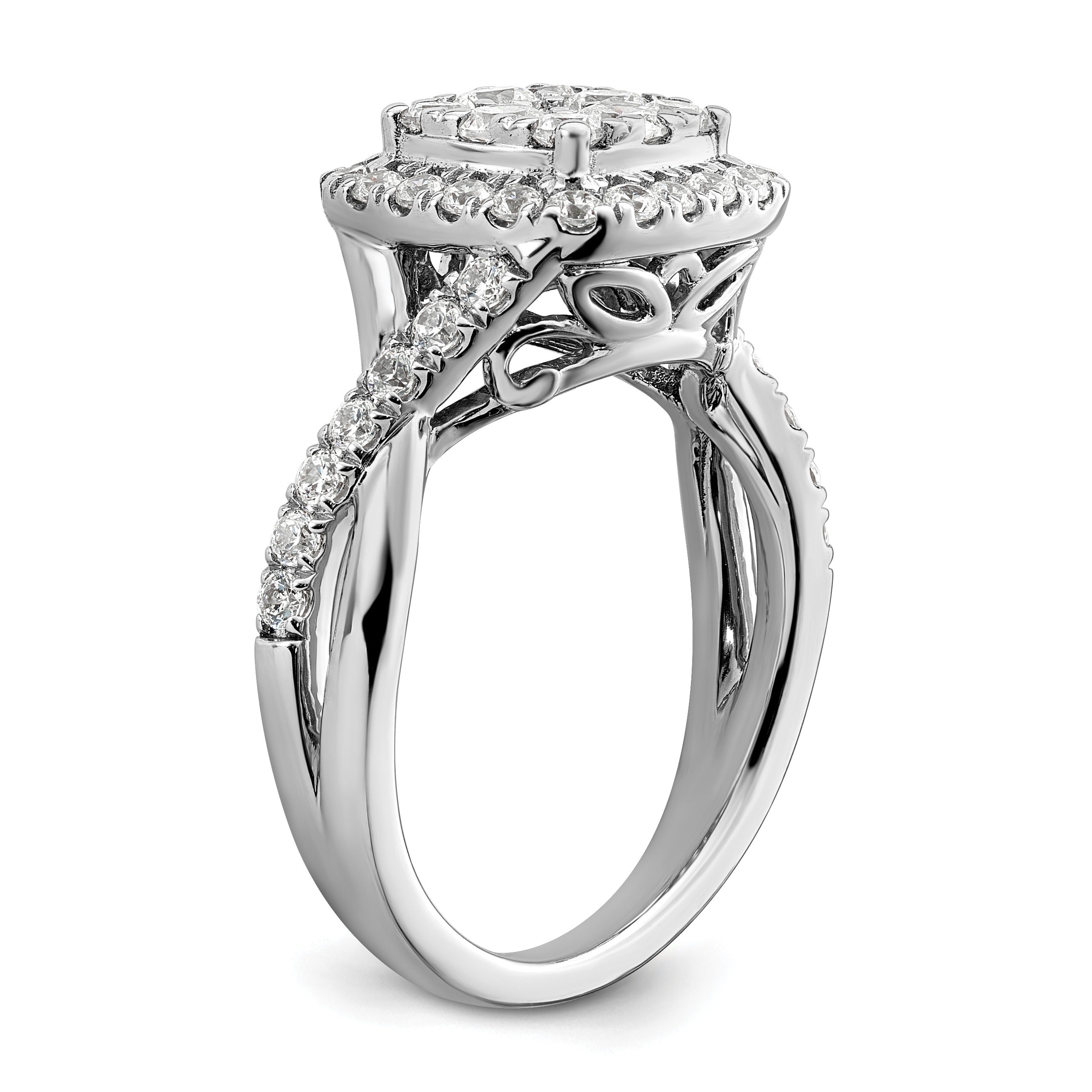White Gold Lab Grown Diamond Cluster Engagement Ring