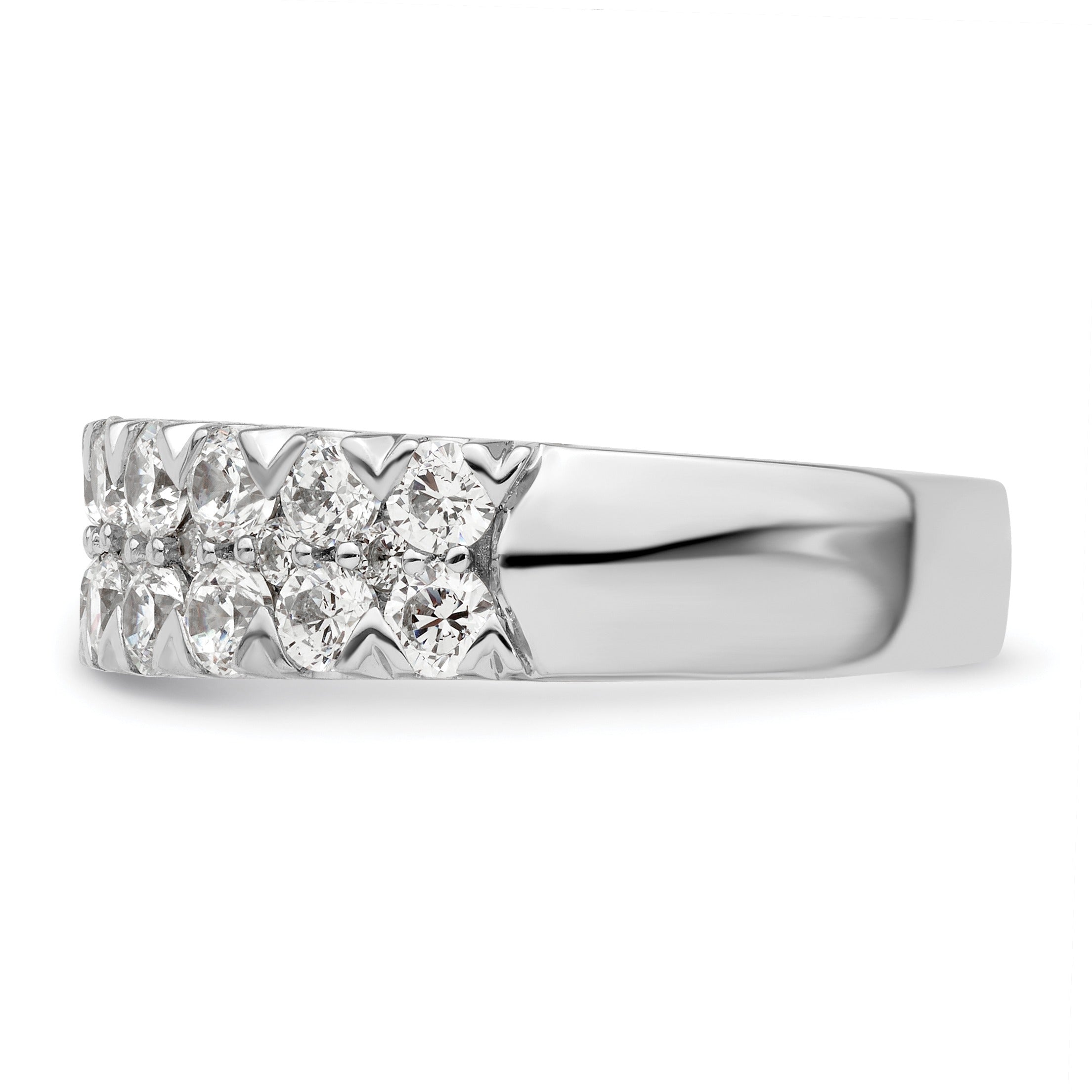 14k White Gold Lab Grown Diamond Double Row Wedding Band