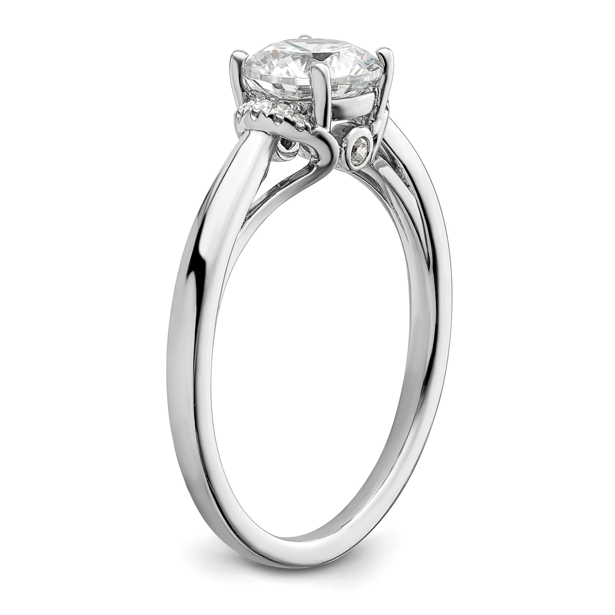 14k White Gold Lab Grown Diamond Round Semi Mount Solitaire Ring