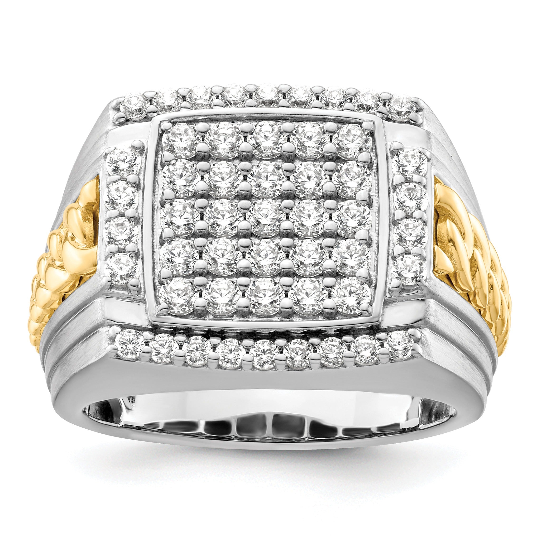 14k Two-Tone 1 1/2 ct Lab Grown Diamond Men's square Ring