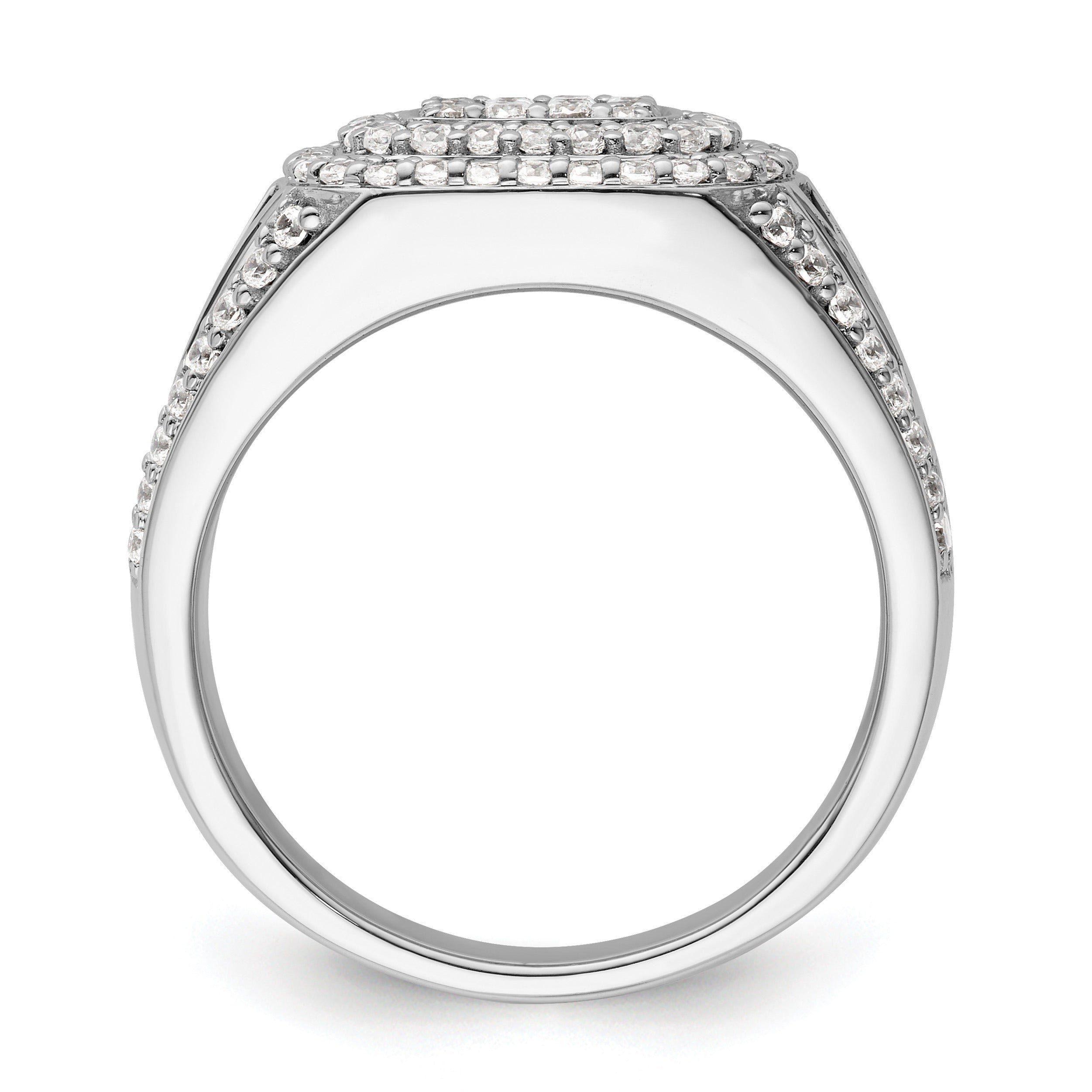 1 1/8 ct Lab Grown Diamond Side Design Men's Halo Ring 14k White Gold