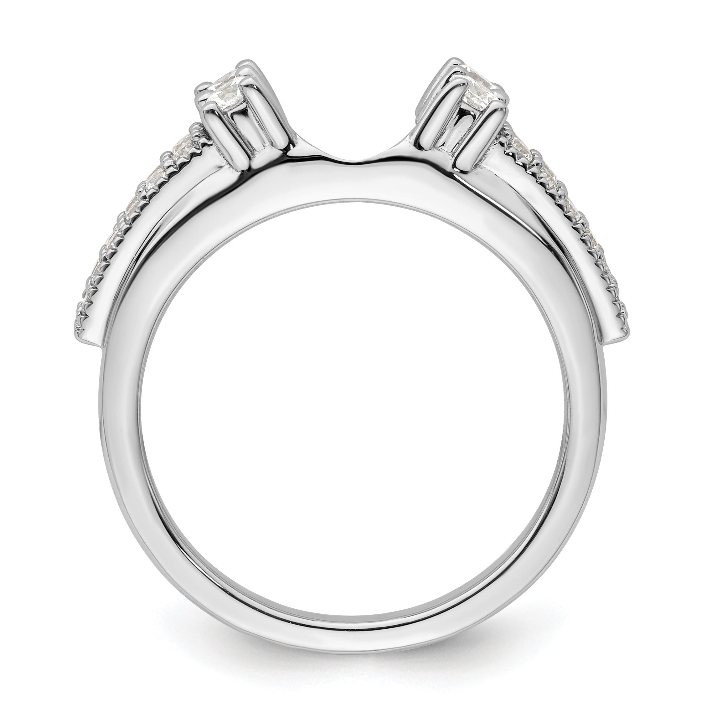 IGI Certified 0.50 Ct Round Lab Grown Diamond Pavé 14K White Gold Double Row Ring Wrap Enhancer Band