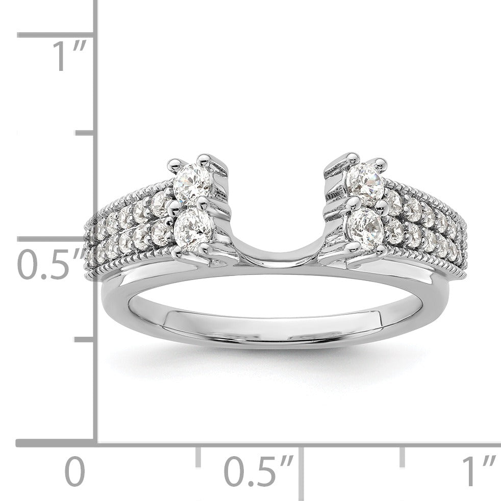 IGI Certified 0.50 Ct Round Lab Grown Diamond Pavé 14K White Gold Double Row Ring Wrap Enhancer Band