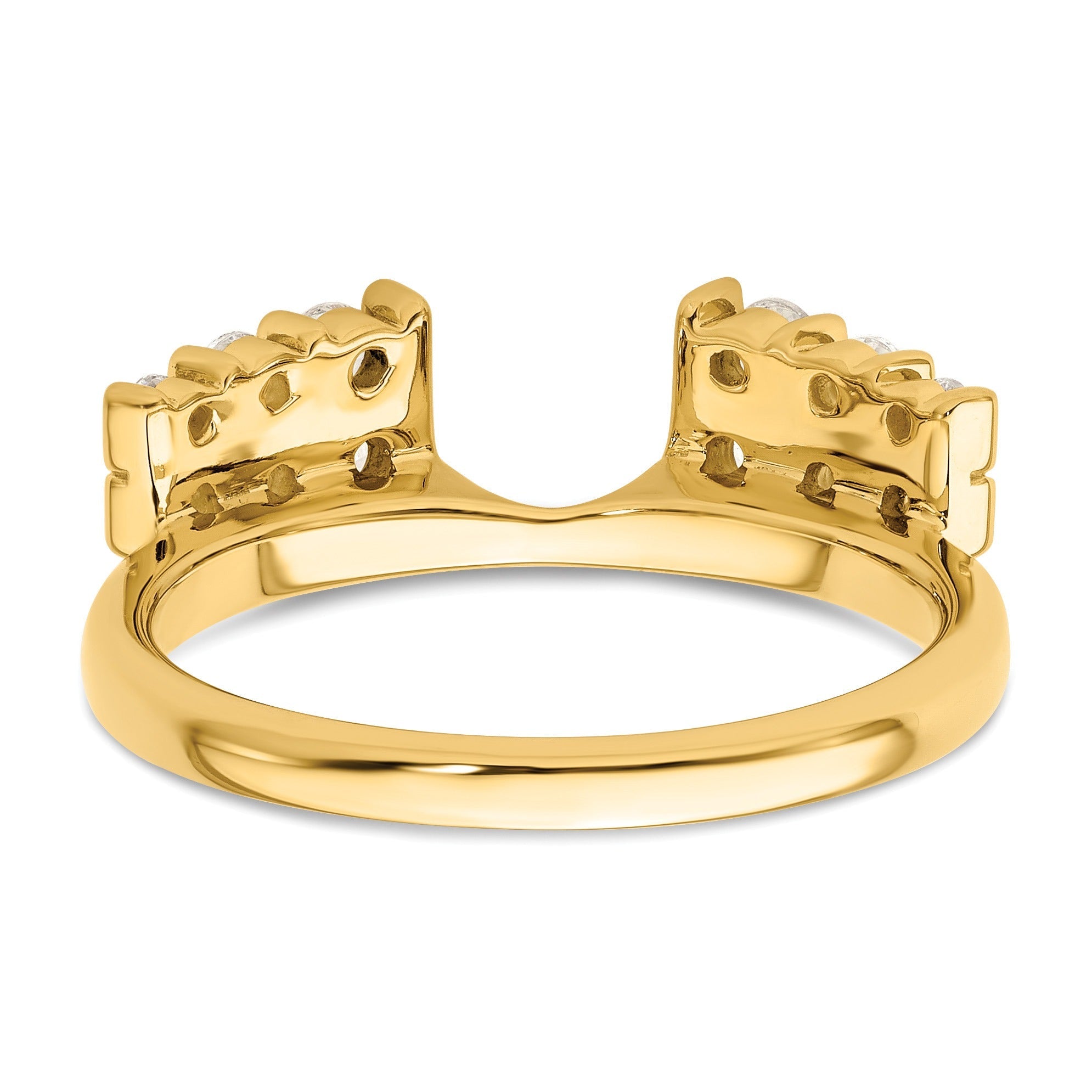 IGI Certified 0.50 Ct Round Lab Diamond Bar 14K Yellow Gold Double Row Ring Wrap Enhancer Band