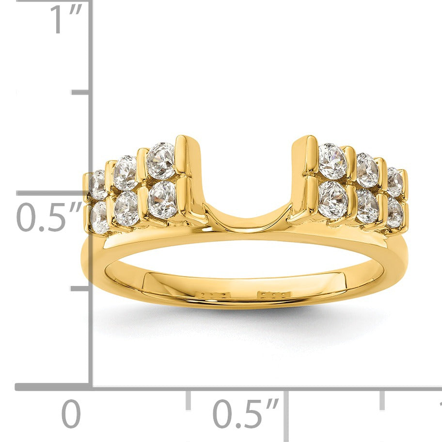 IGI Certified 0.50 Ct Round Lab Diamond Bar 14K Yellow Gold Double Row Ring Wrap Enhancer Band