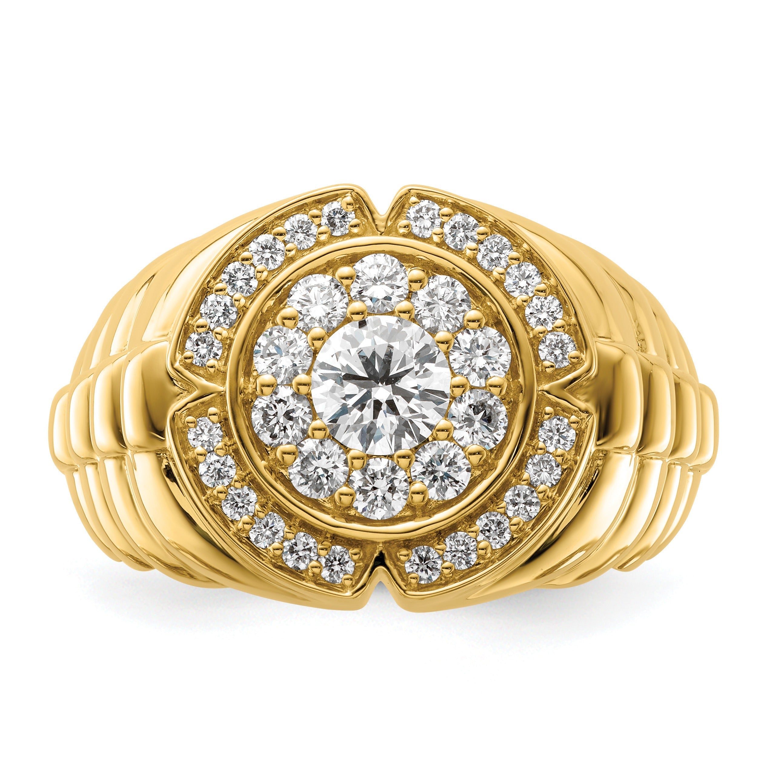 1 1/5 ct Lab Grown Diamond Men's Cluster Ring 10k Gold